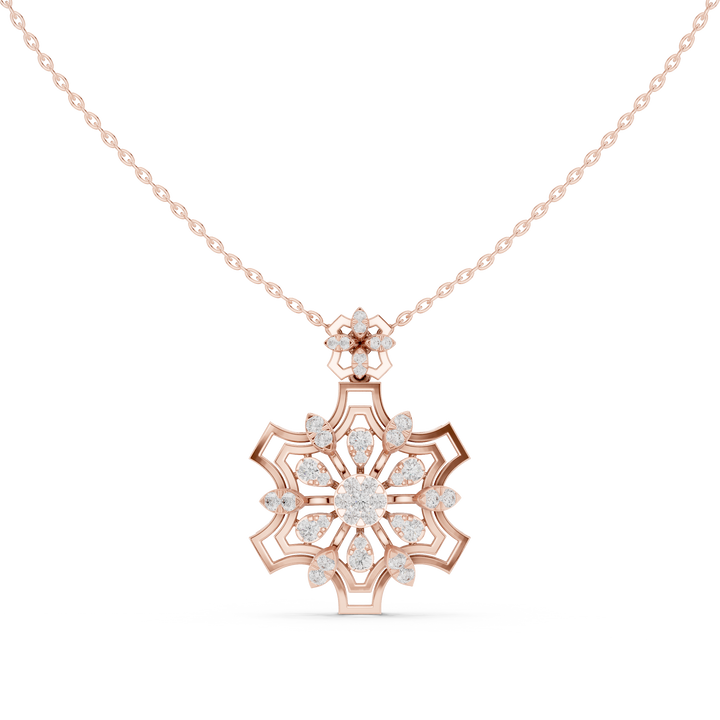 Geometric Floral Diamond Pendant | 14K & 18K Gold | IGI Certified