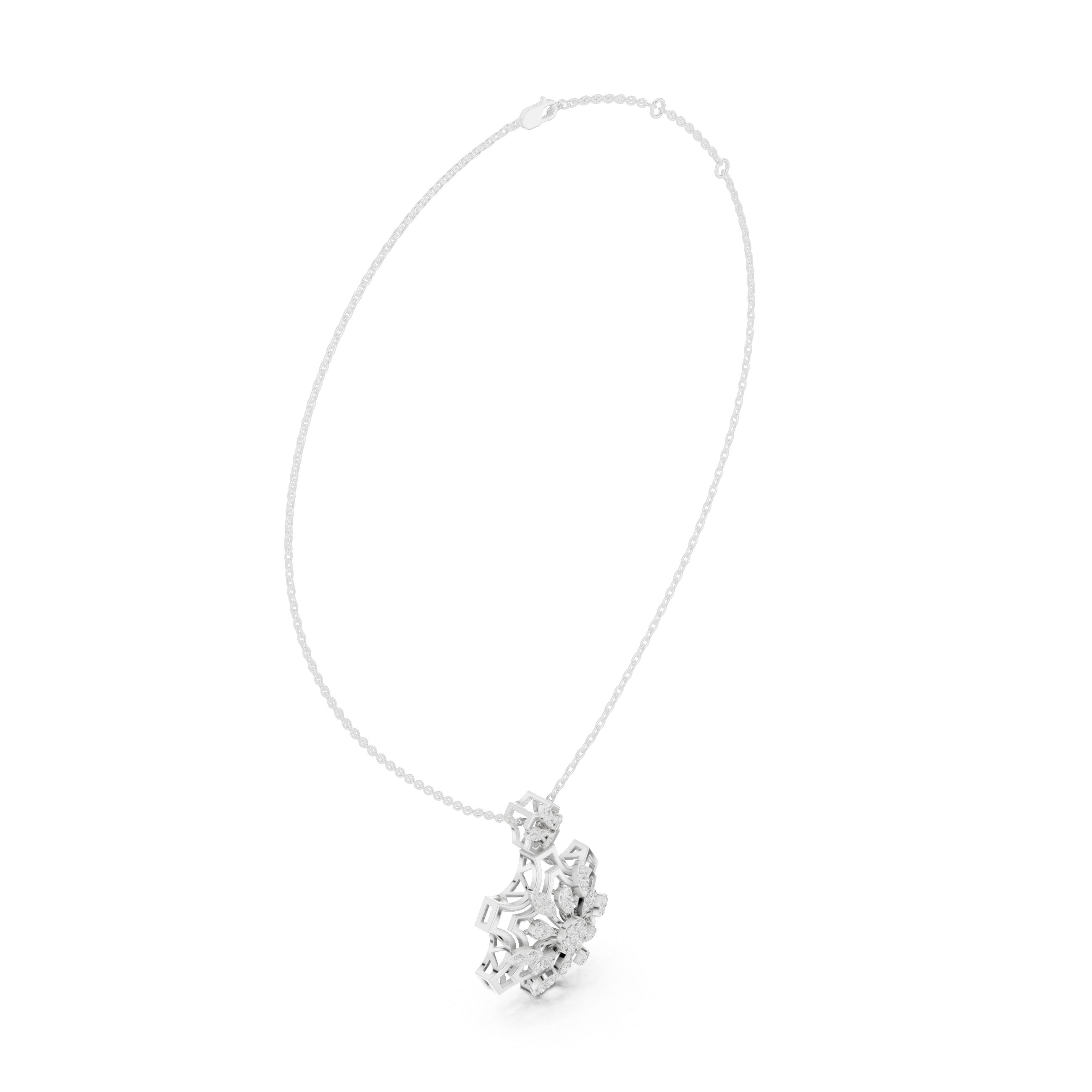 Geometric Floral Diamond Pendant | 14K & 18K Gold | IGI Certified