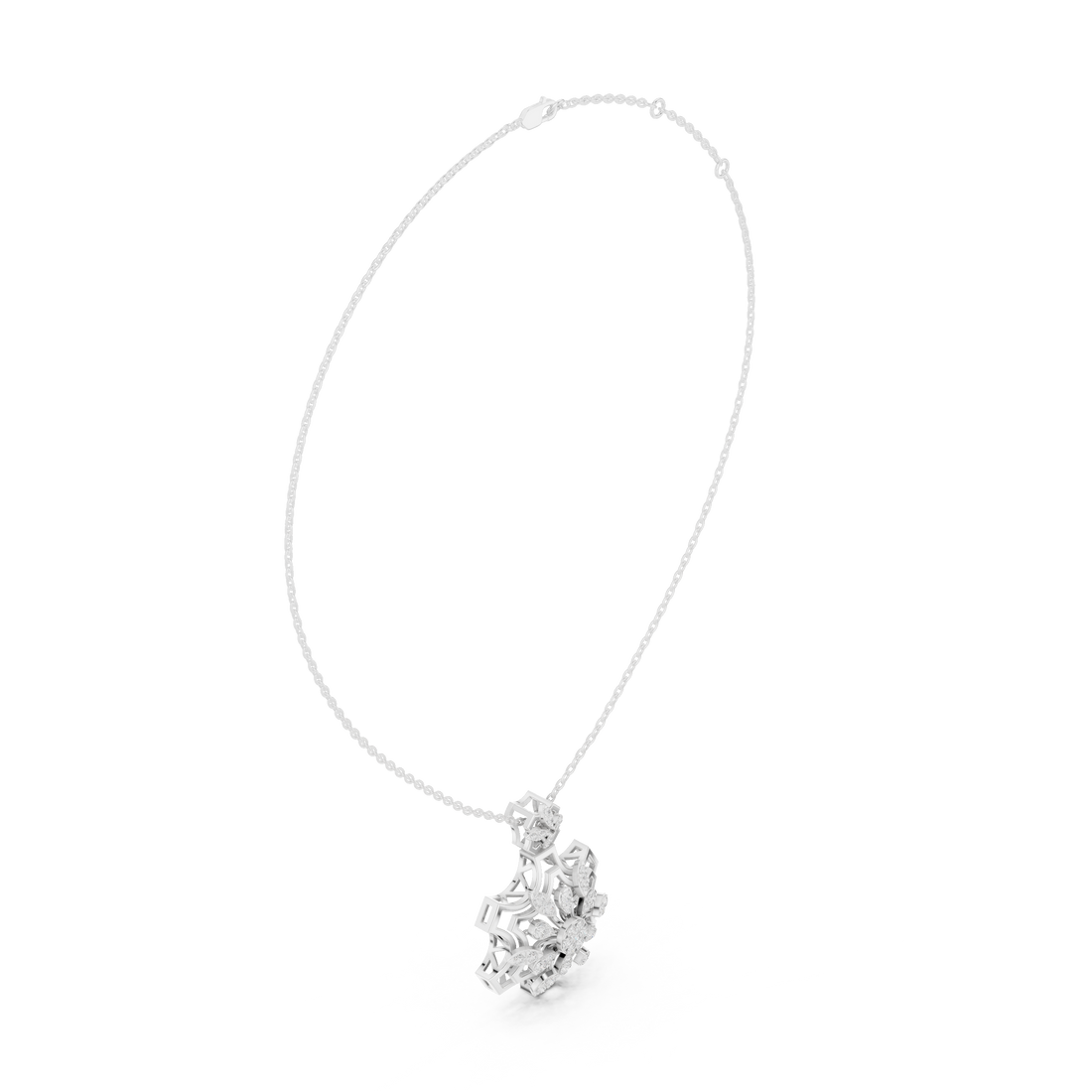 Geometric Floral Diamond Pendant | 14K & 18K Gold | IGI Certified