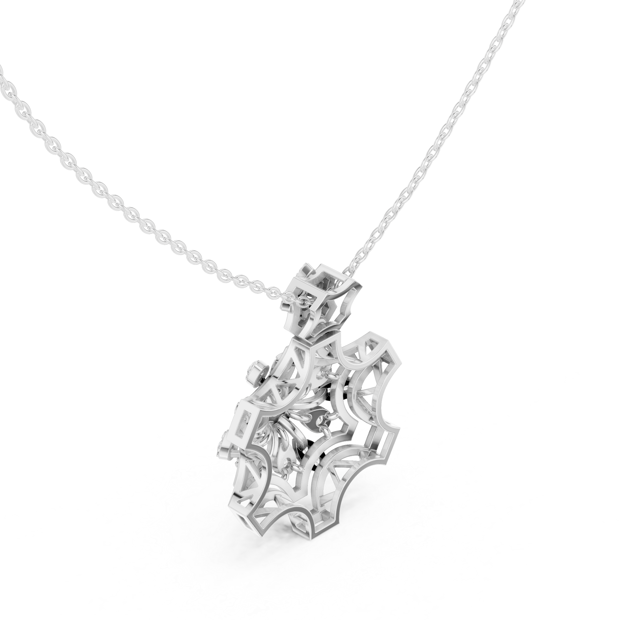 Geometric Floral Diamond Pendant | 14K & 18K Gold | IGI Certified