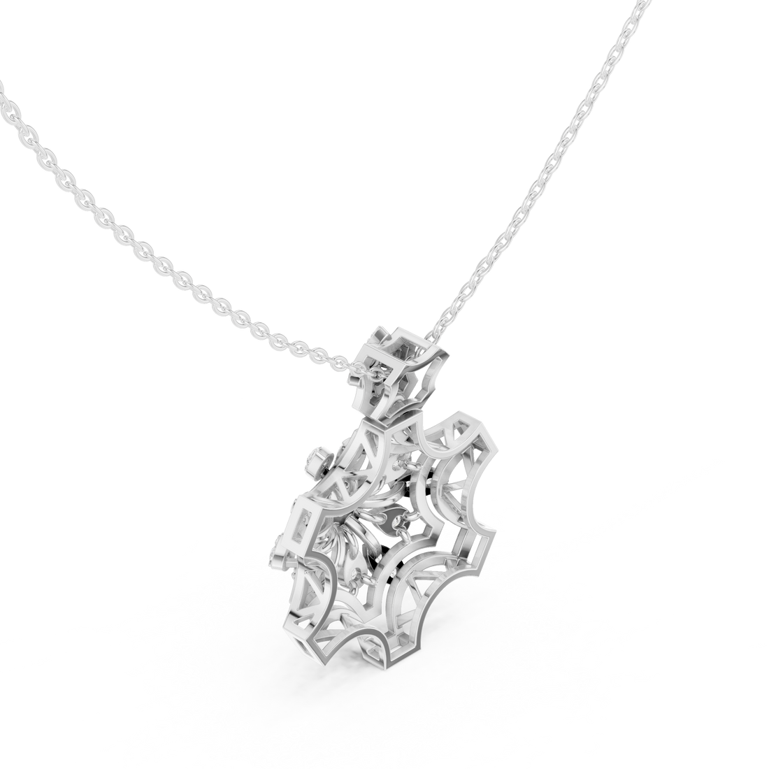 Geometric Floral Diamond Pendant | 14K & 18K Gold | IGI Certified
