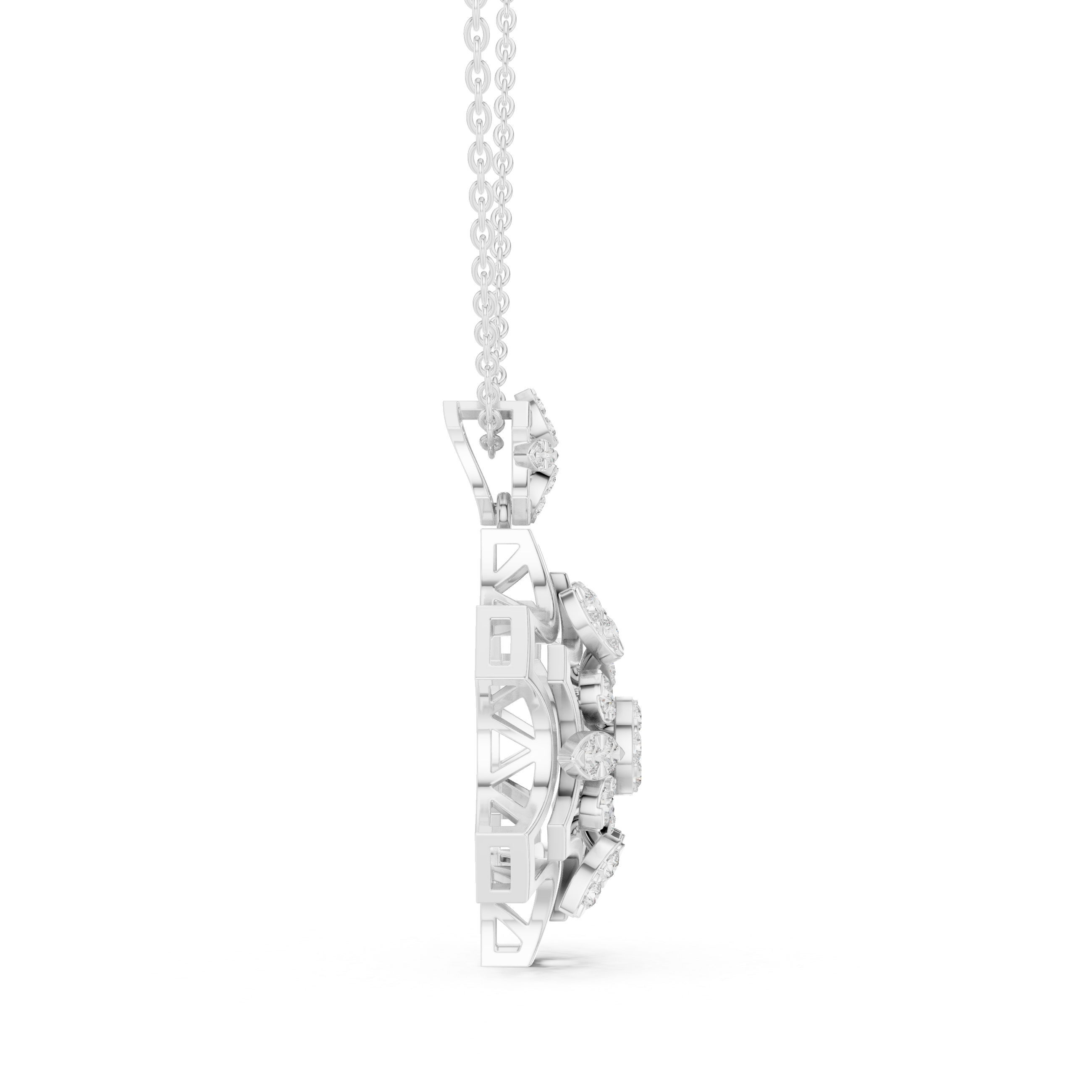 Geometric Floral Diamond Pendant | 14K & 18K Gold | IGI Certified