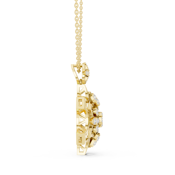 Geometric Floral Diamond Pendant | 14K & 18K Gold | IGI Certified