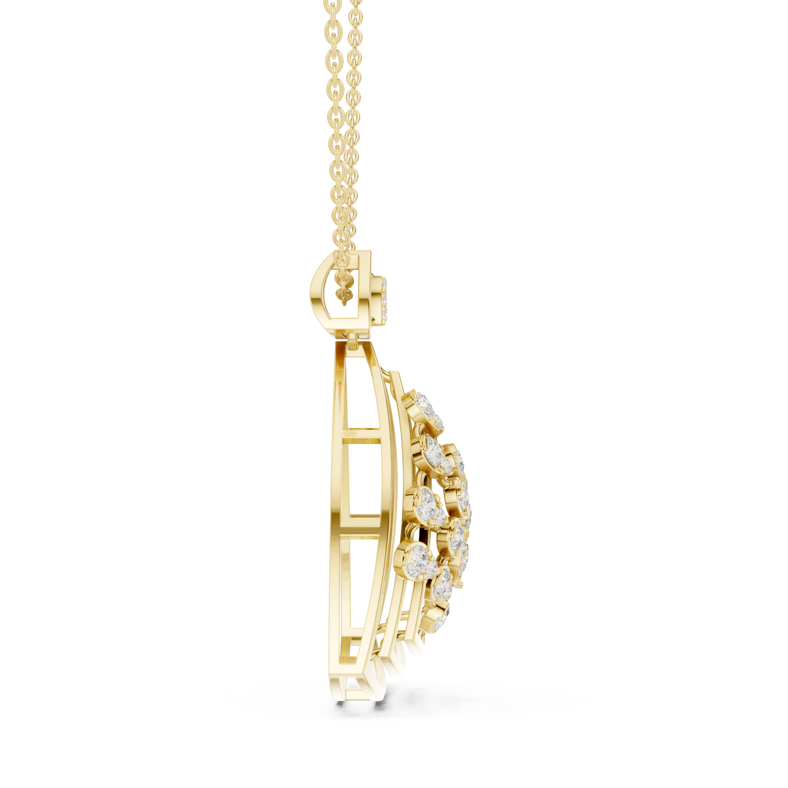 Geometric Floral Diamond Pendant | 14K & 18K Gold | IGI Certified