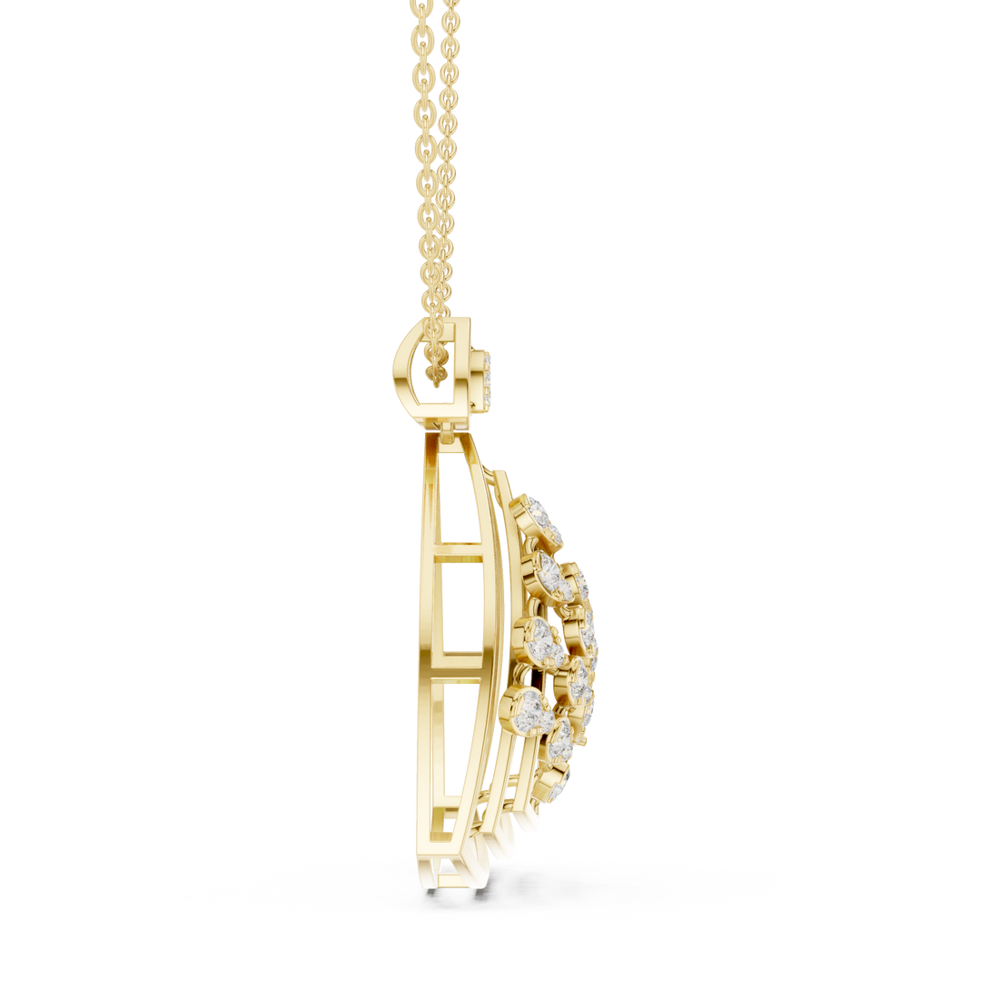 Geometric Floral Diamond Pendant | 14K & 18K Gold | IGI Certified