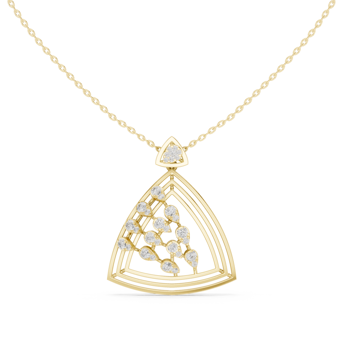 Geometric Floral Diamond Pendant | 14K & 18K Gold | IGI Certified