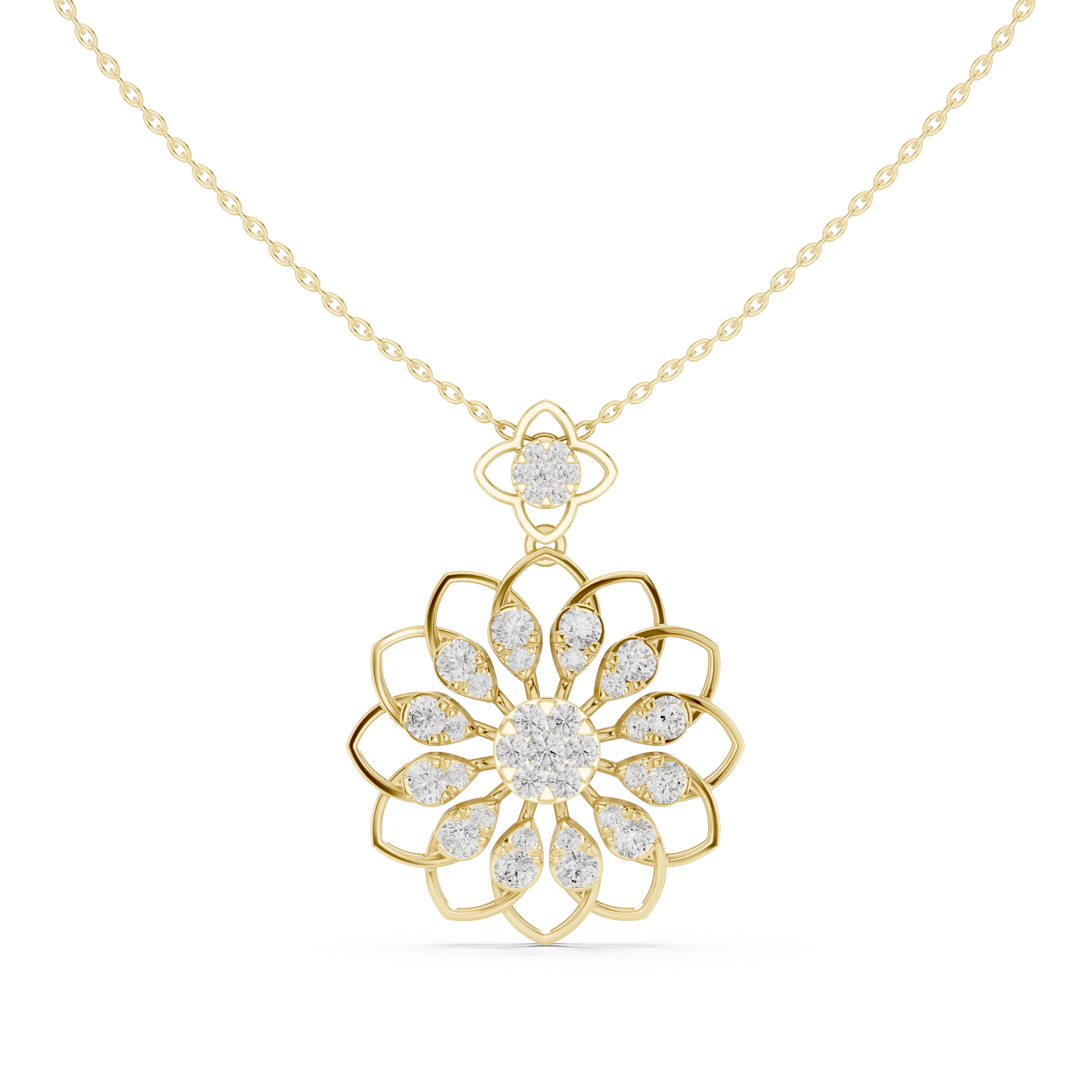 Floral Bloom Diamond Pendant | 14K & 18K Gold | IGI Certified