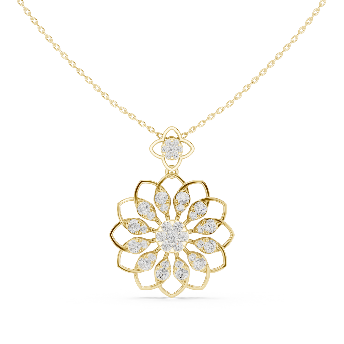 Floral Bloom Diamond Pendant | 14K & 18K Gold | IGI Certified