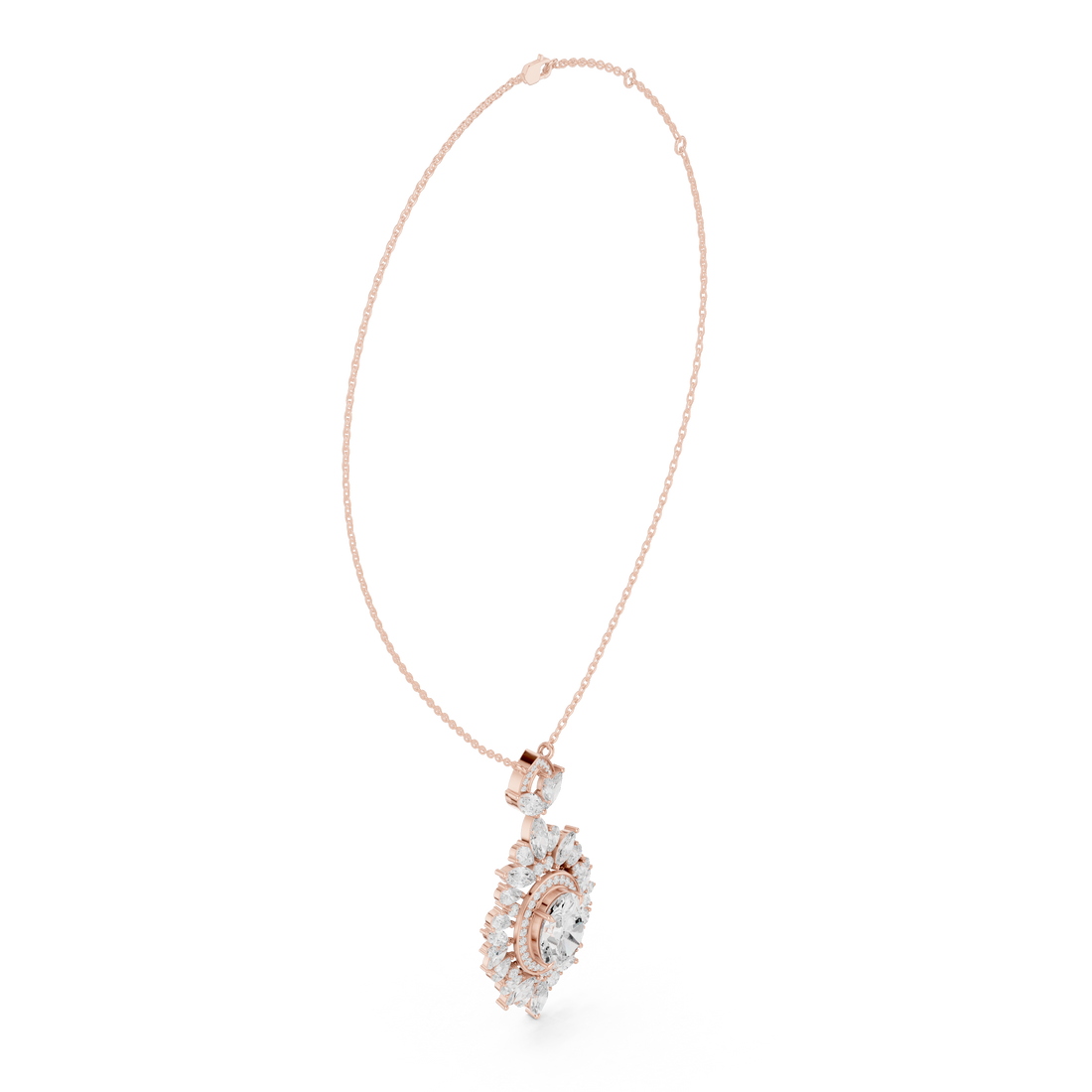 Oval Halo Cluster Diamond Pendant | 14K & 18K Gold | IGI Certified