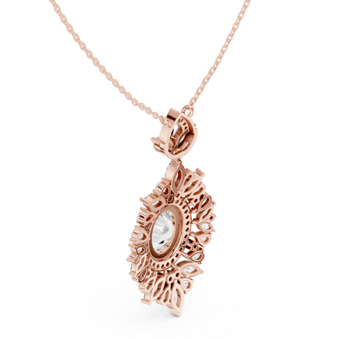 Oval Halo Cluster Diamond Pendant | 14K & 18K Gold | IGI Certified