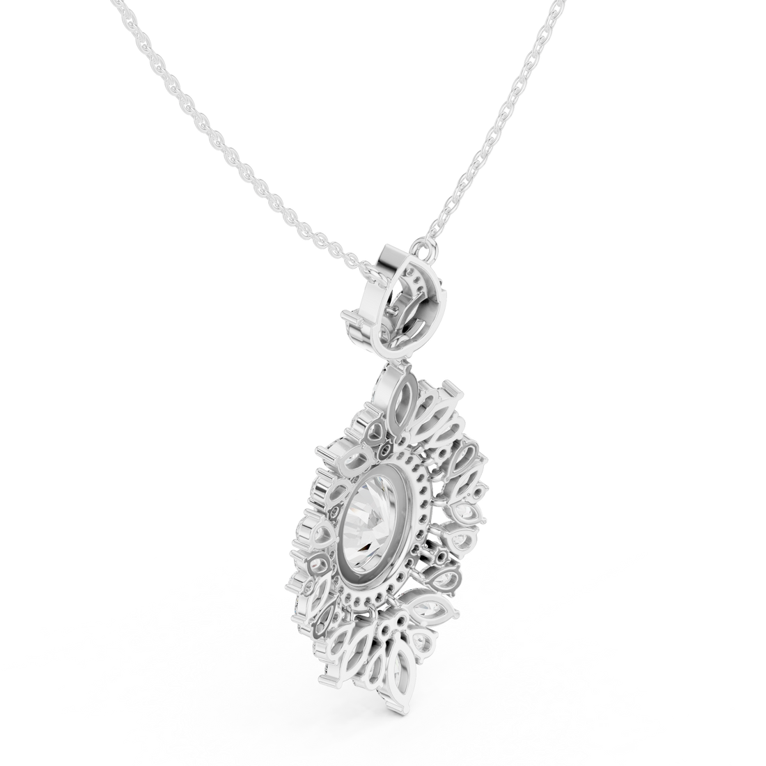 Oval Halo Cluster Diamond Pendant | 14K & 18K Gold | IGI Certified