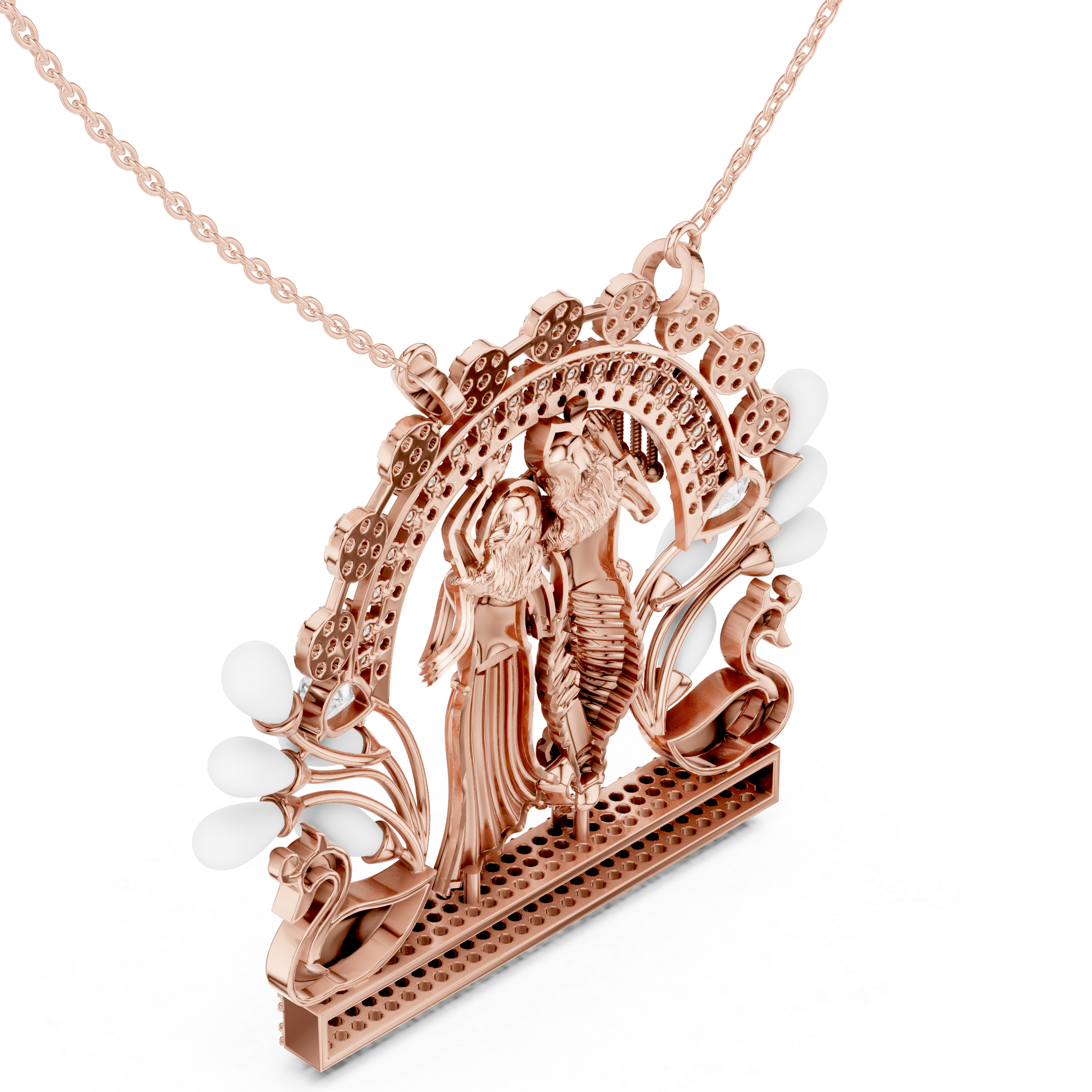 Radha Krishna Lab Grown Diamond Pendant – 14K/18K Gold | Kiashaa Jewellery
