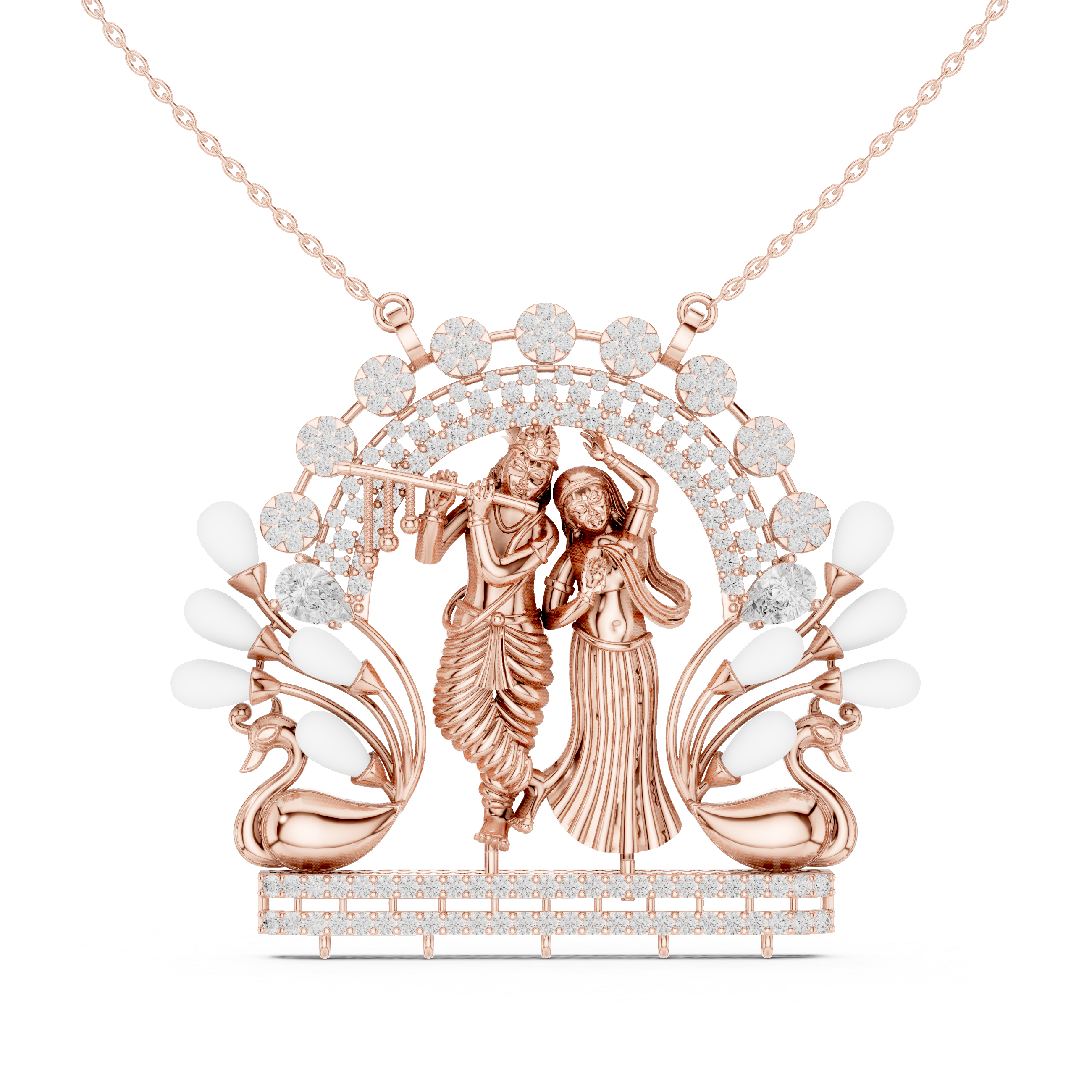 Radha Krishna Lab Grown Diamond Pendant – 14K/18K Gold | Kiashaa Jewellery