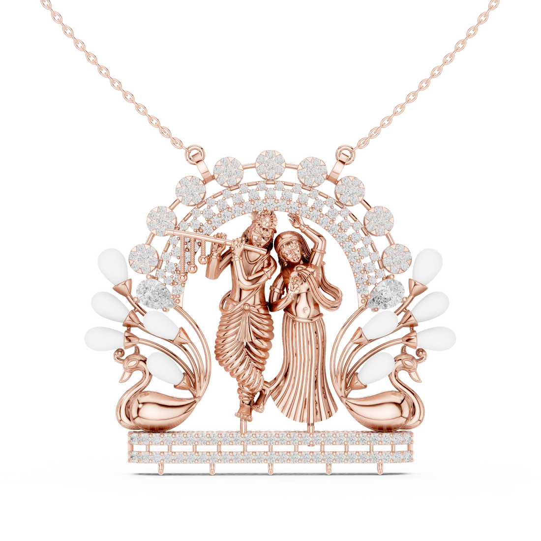 Radha Krishna Lab Grown Diamond Pendant – 14K/18K Gold | Kiashaa Jewellery