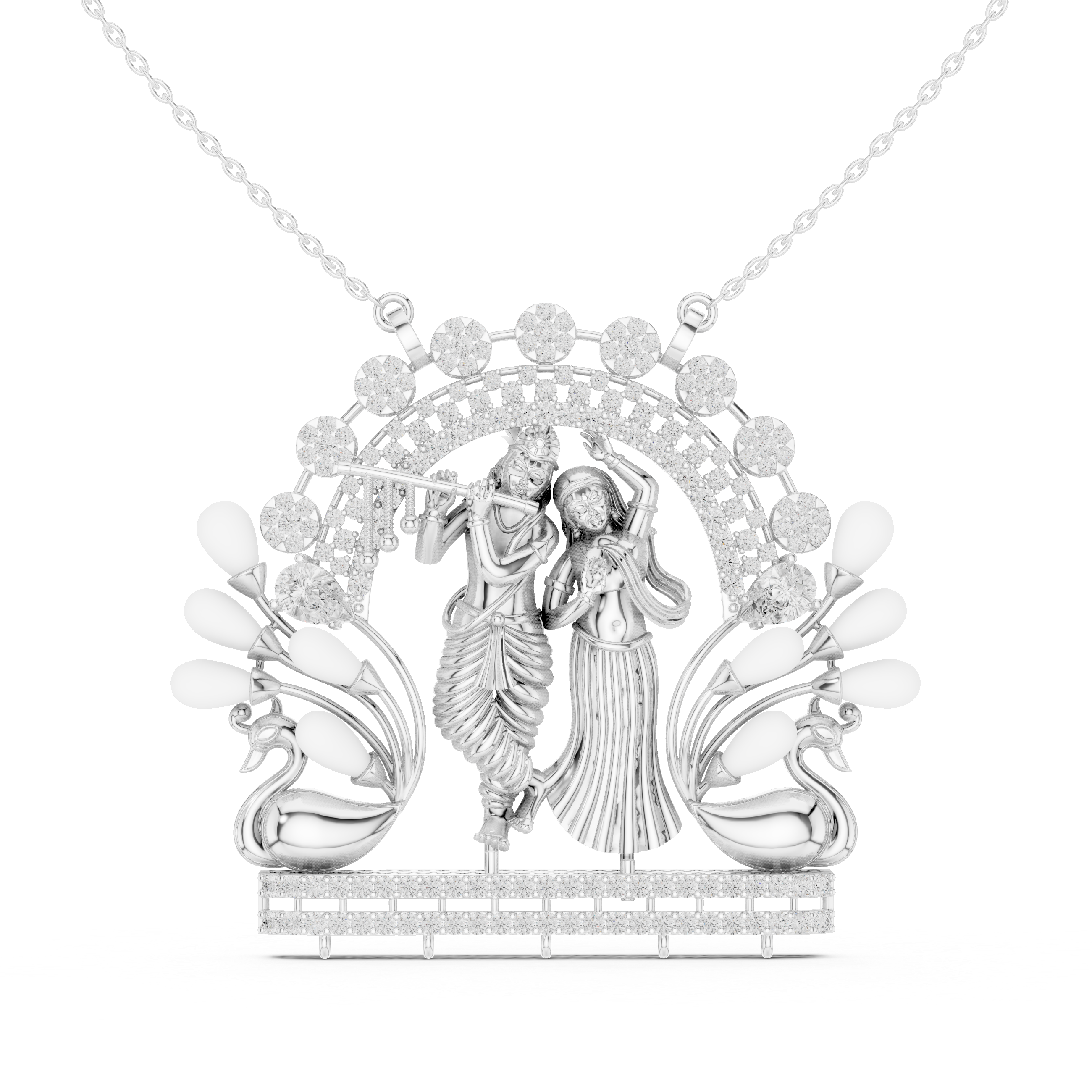 Radha Krishna Lab Grown Diamond Pendant – 14K/18K Gold | Kiashaa Jewellery