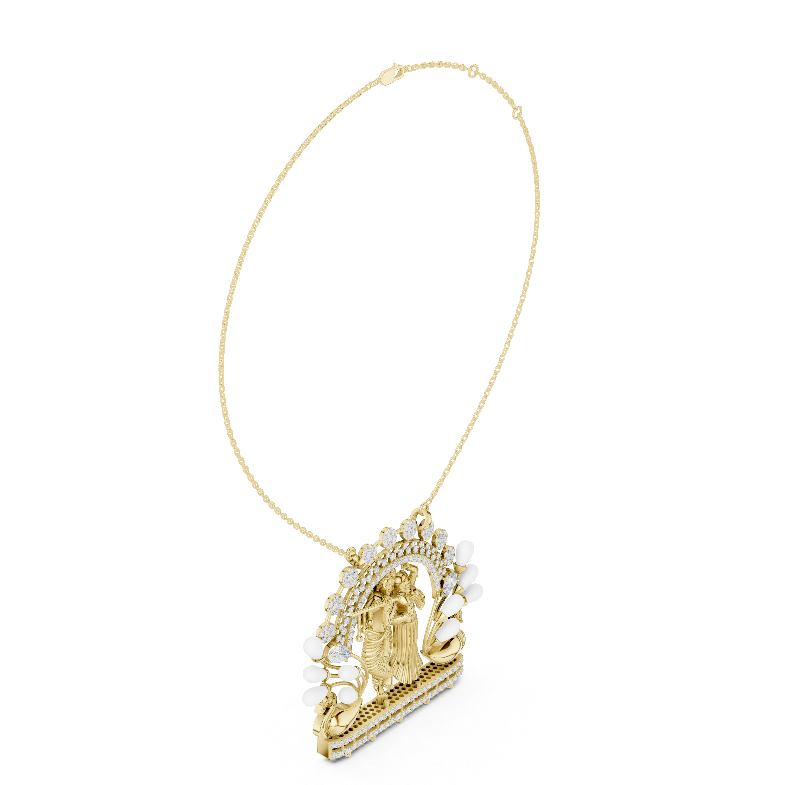 Radha Krishna Lab Grown Diamond Pendant – 14K/18K Gold | Kiashaa Jewellery