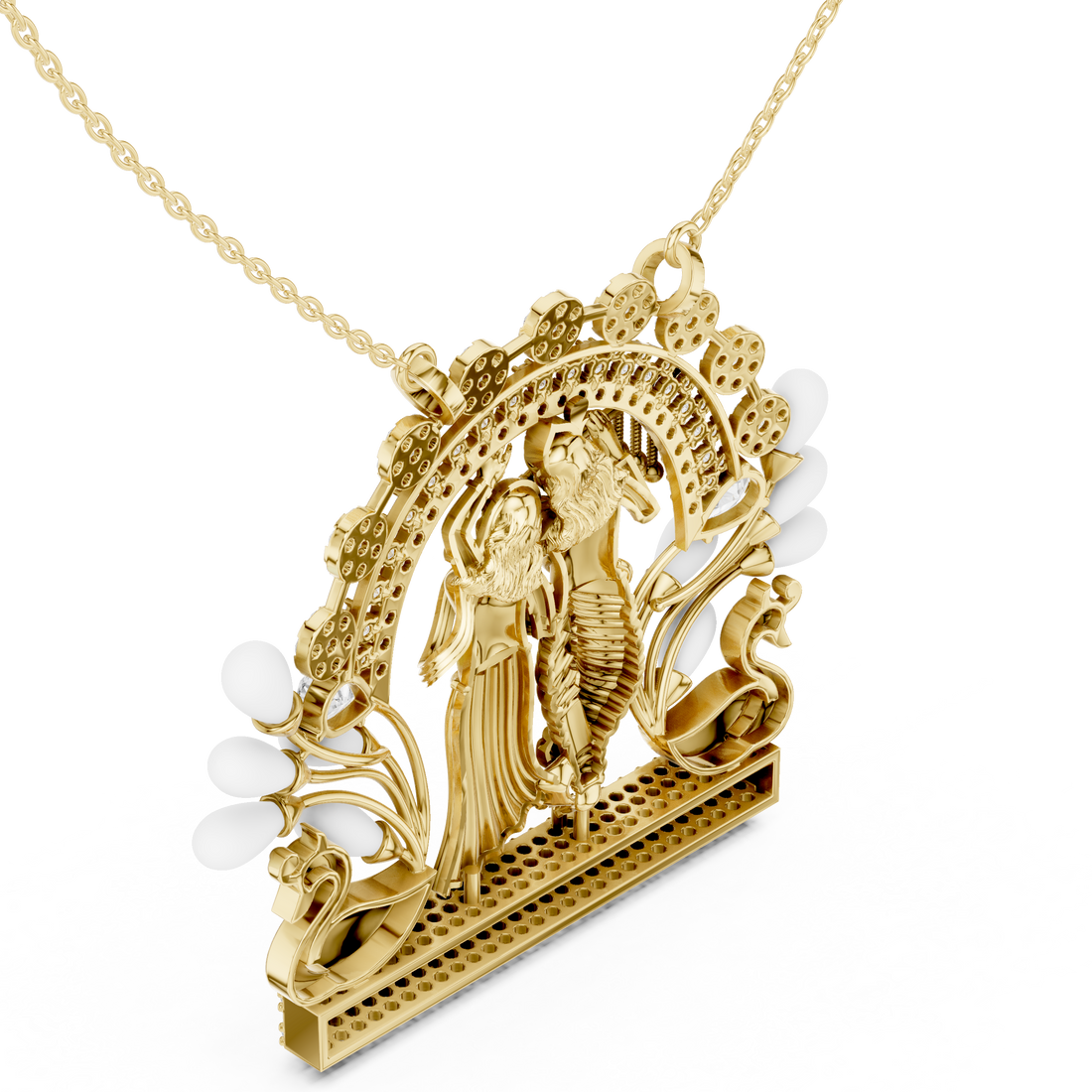 Radha Krishna Lab Grown Diamond Pendant – 14K/18K Gold | Kiashaa Jewellery