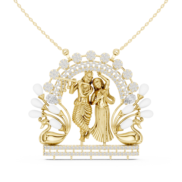 Radha Krishna Lab Grown Diamond Pendant – 14K/18K Gold | Kiashaa Jewellery