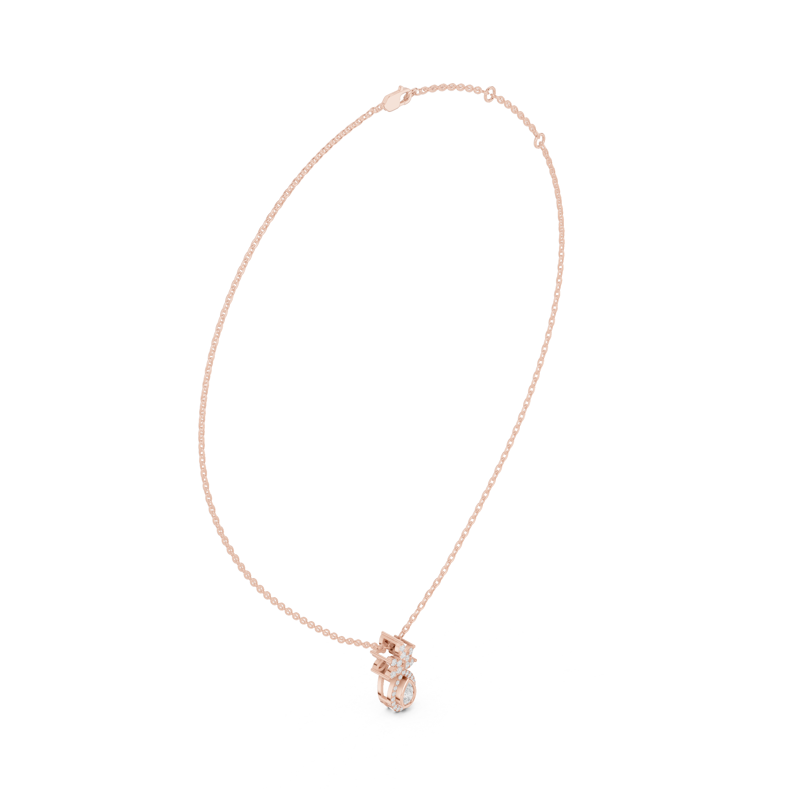 Teardrop Lotus Lab Grown Diamond Pendant – 14K/18K Gold | Kiashaa Jewellery