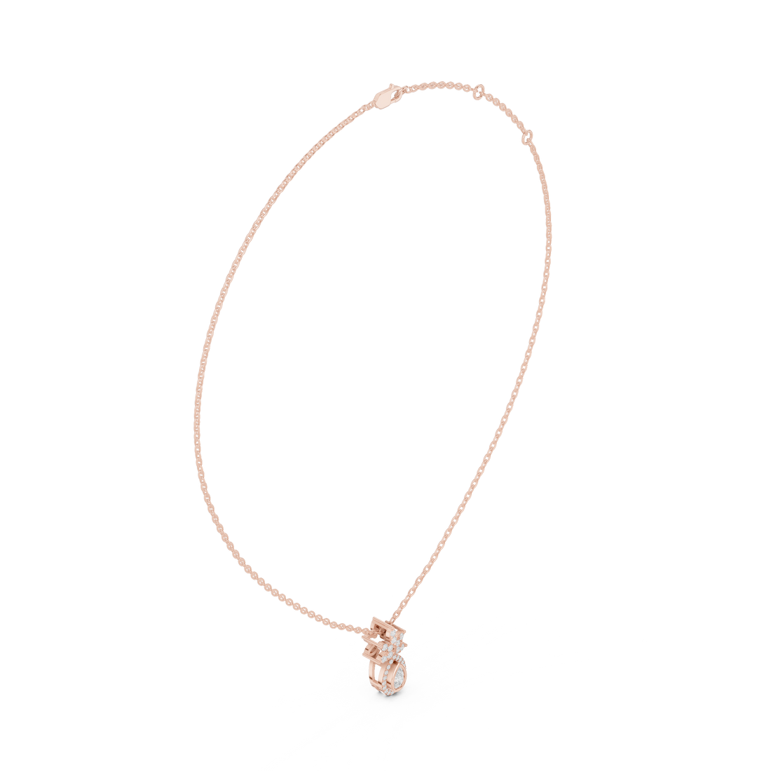 Teardrop Lotus Lab Grown Diamond Pendant – 14K/18K Gold | Kiashaa Jewellery