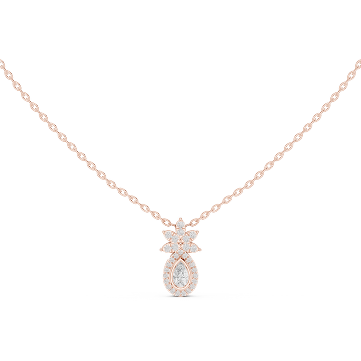 Teardrop Lotus Lab Grown Diamond Pendant – 14K/18K Gold | Kiashaa Jewellery