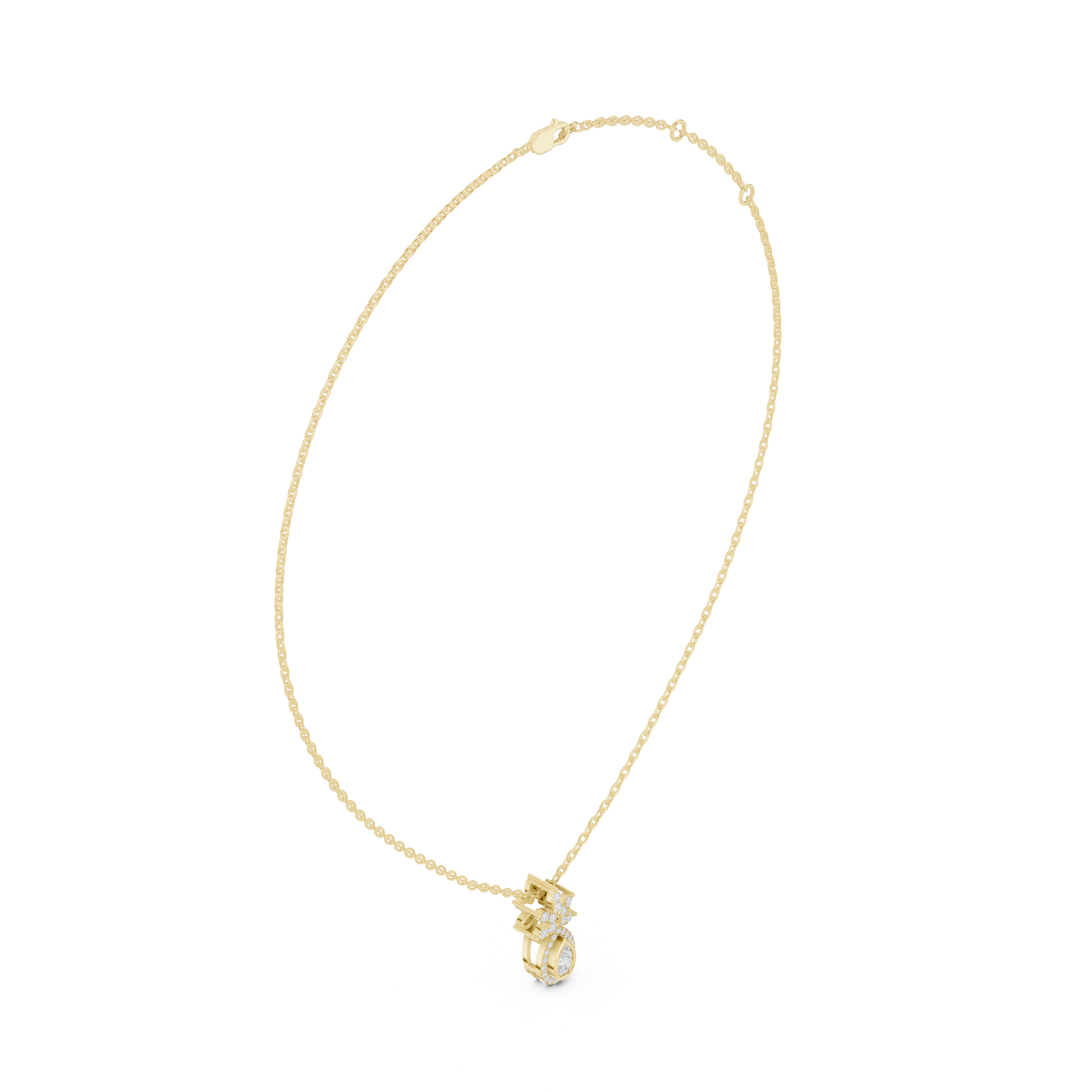 Teardrop Lotus Lab Grown Diamond Pendant – 14K/18K Gold | Kiashaa Jewellery