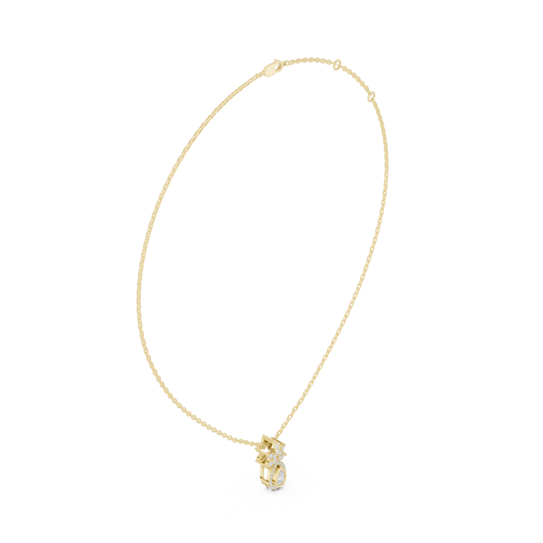 Teardrop Lotus Lab Grown Diamond Pendant – 14K/18K Gold | Kiashaa Jewellery