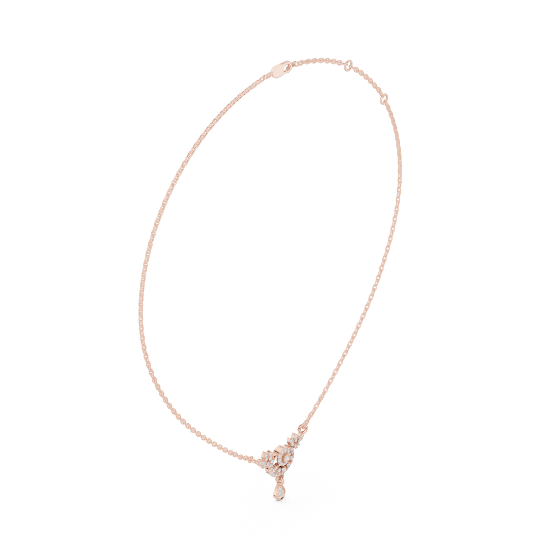 Crescent Floral Drop Diamond Pendant | 14K & 18K Gold | IGI Certified