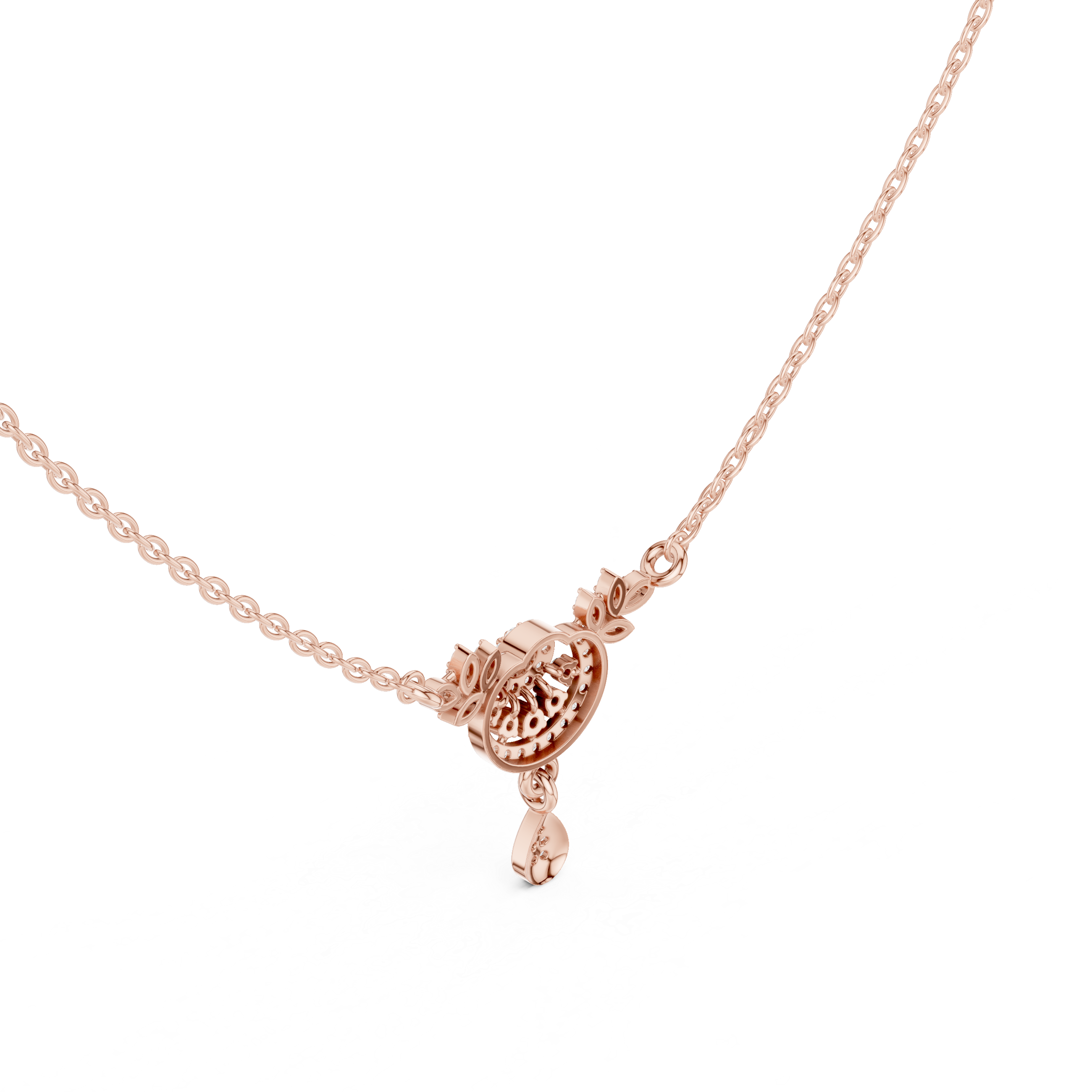 Crescent Floral Drop Diamond Pendant | 14K & 18K Gold | IGI Certified