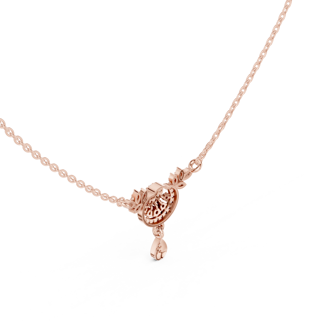 Crescent Floral Drop Diamond Pendant | 14K & 18K Gold | IGI Certified