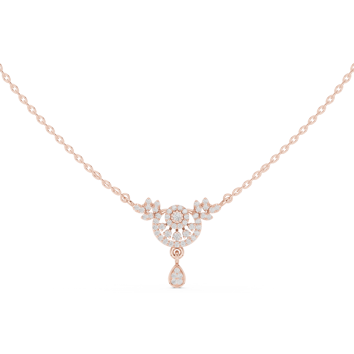 Crescent Floral Drop Diamond Pendant | 14K & 18K Gold | IGI Certified