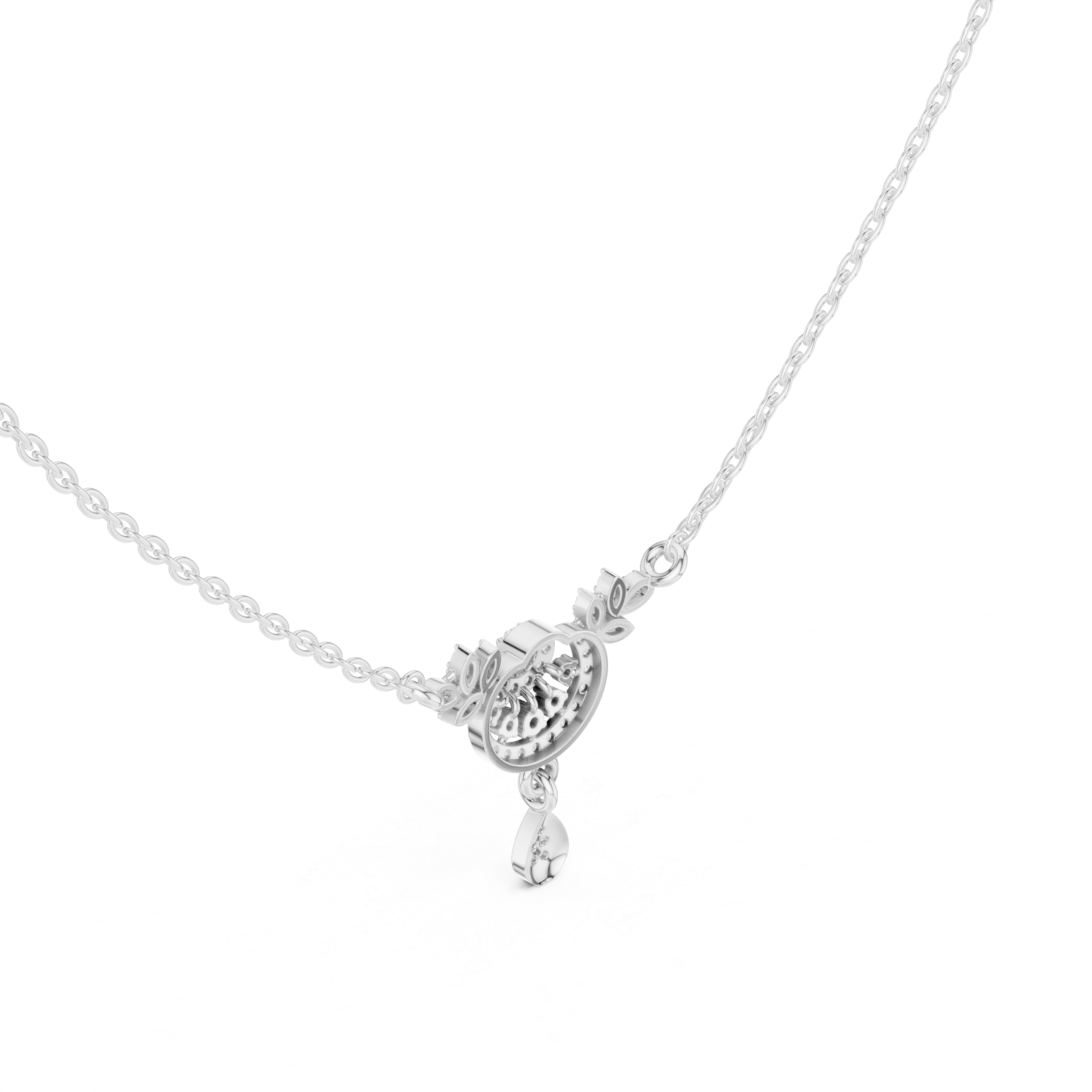 Crescent Floral Drop Diamond Pendant | 14K & 18K Gold | IGI Certified