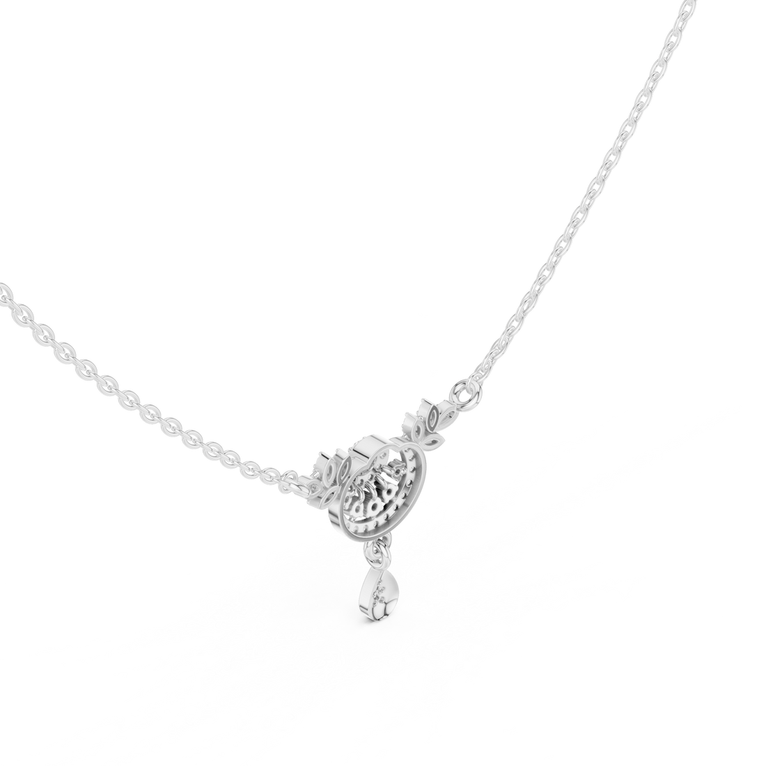 Crescent Floral Drop Diamond Pendant | 14K & 18K Gold | IGI Certified