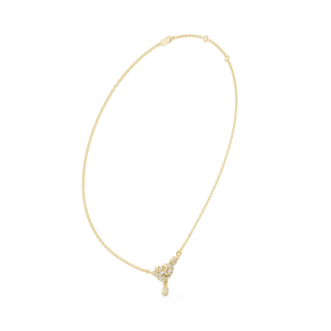 Crescent Floral Drop Diamond Pendant | 14K & 18K Gold | IGI Certified