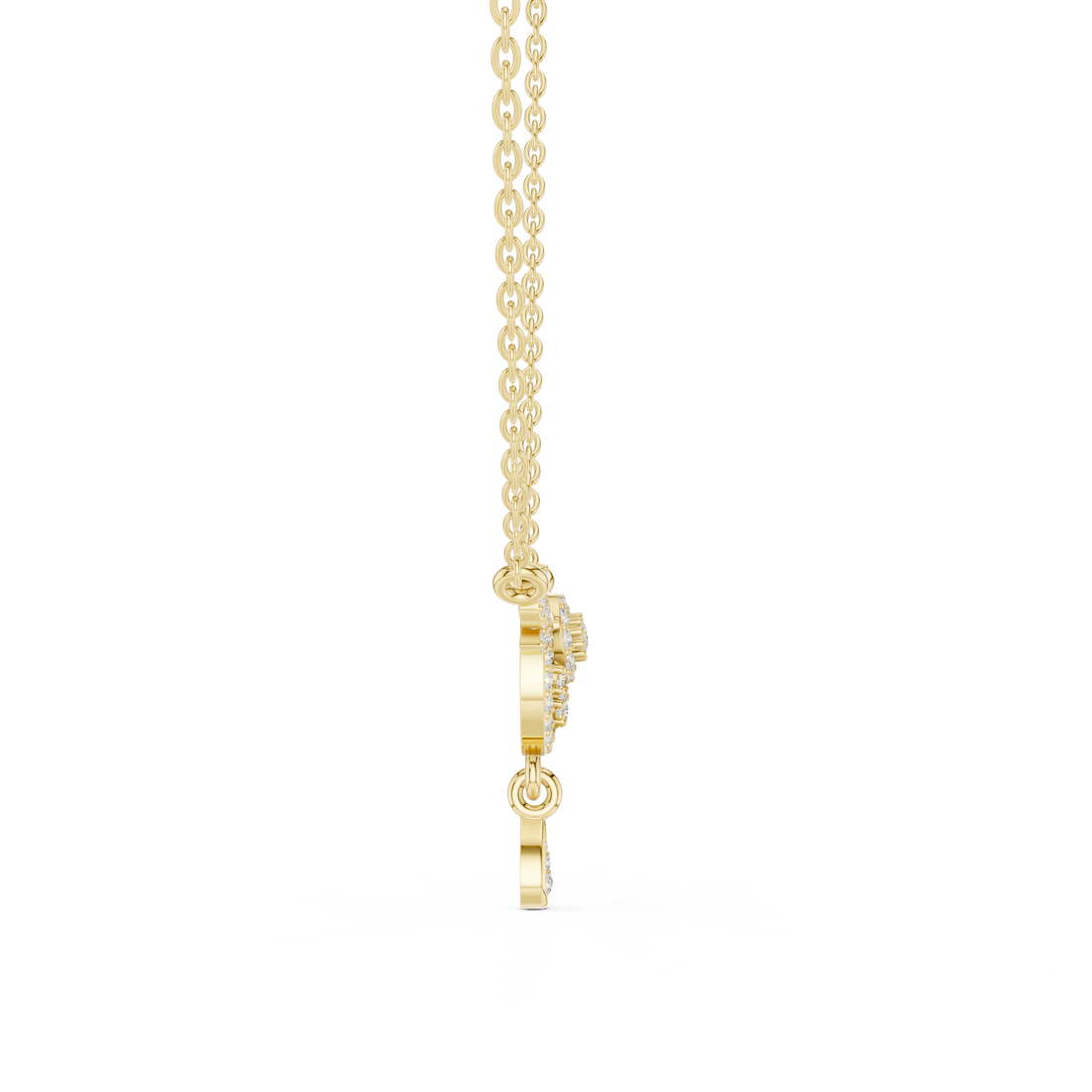 Crescent Floral Drop Diamond Pendant | 14K & 18K Gold | IGI Certified
