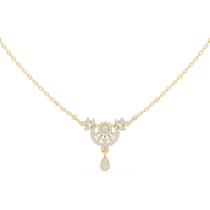 Crescent Floral Drop Diamond Pendant | 14K & 18K Gold | IGI Certified
