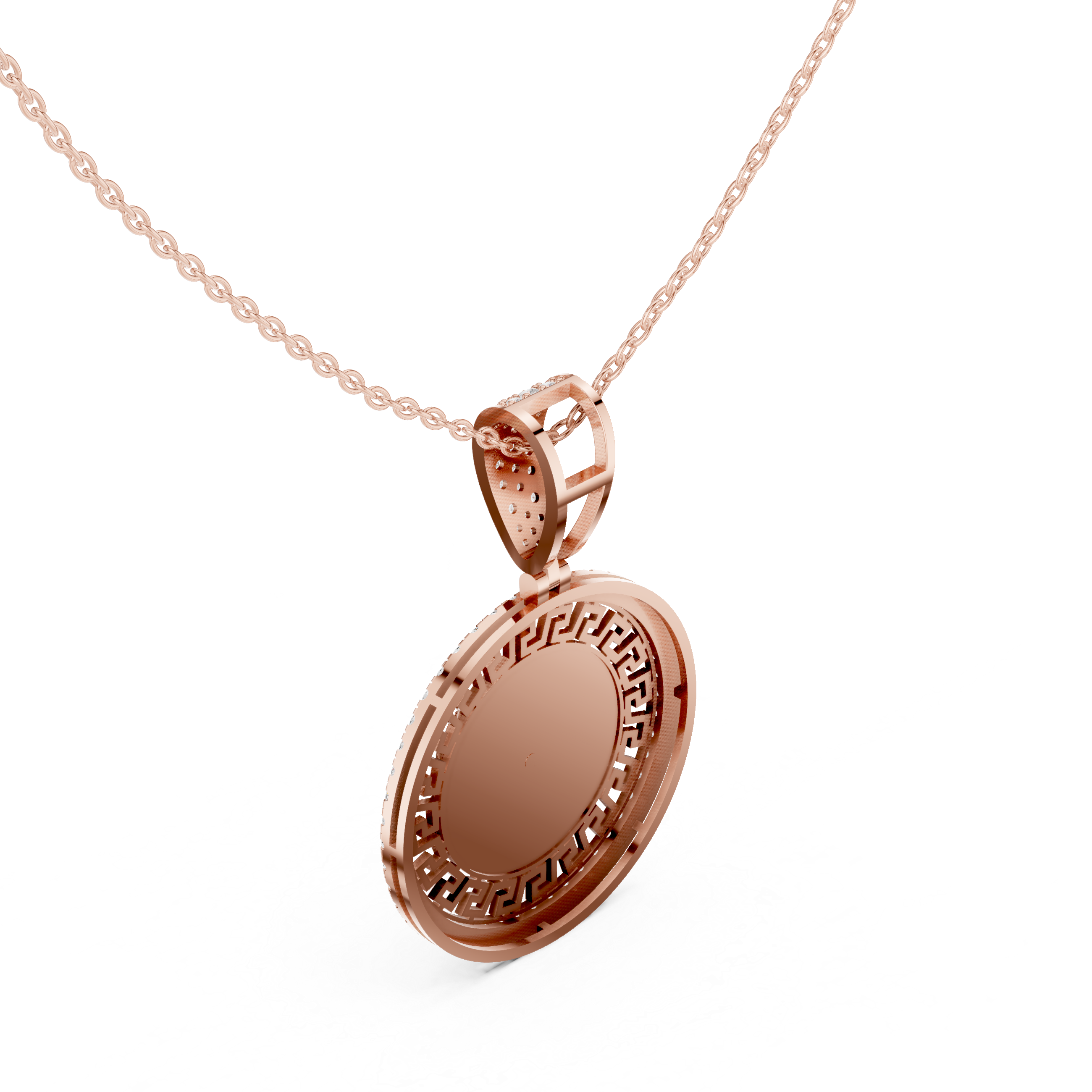 Medusa Greek Key Diamond Pendant | 14K & 18K Gold | IGI Certified