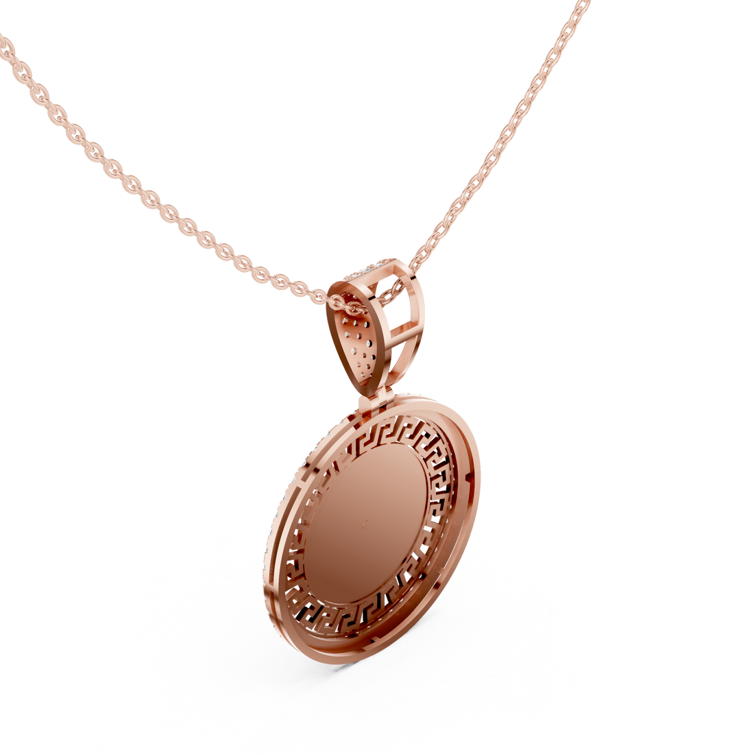 Medusa Greek Key Diamond Pendant | 14K & 18K Gold | IGI Certified