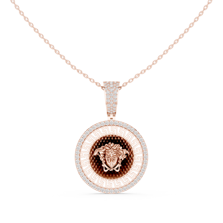 Medusa Greek Key Diamond Pendant | 14K & 18K Gold | IGI Certified