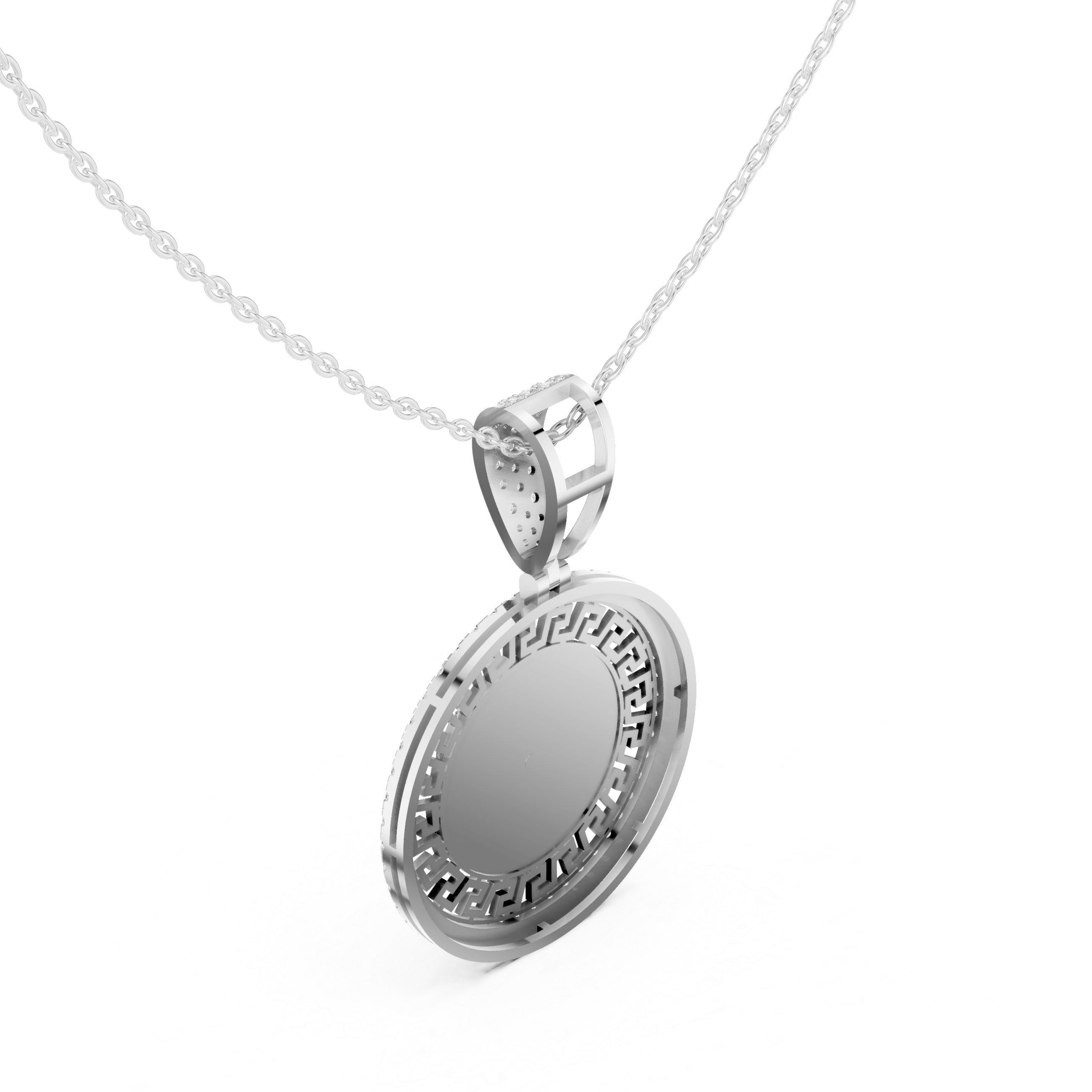 Medusa Greek Key Diamond Pendant | 14K & 18K Gold | IGI Certified