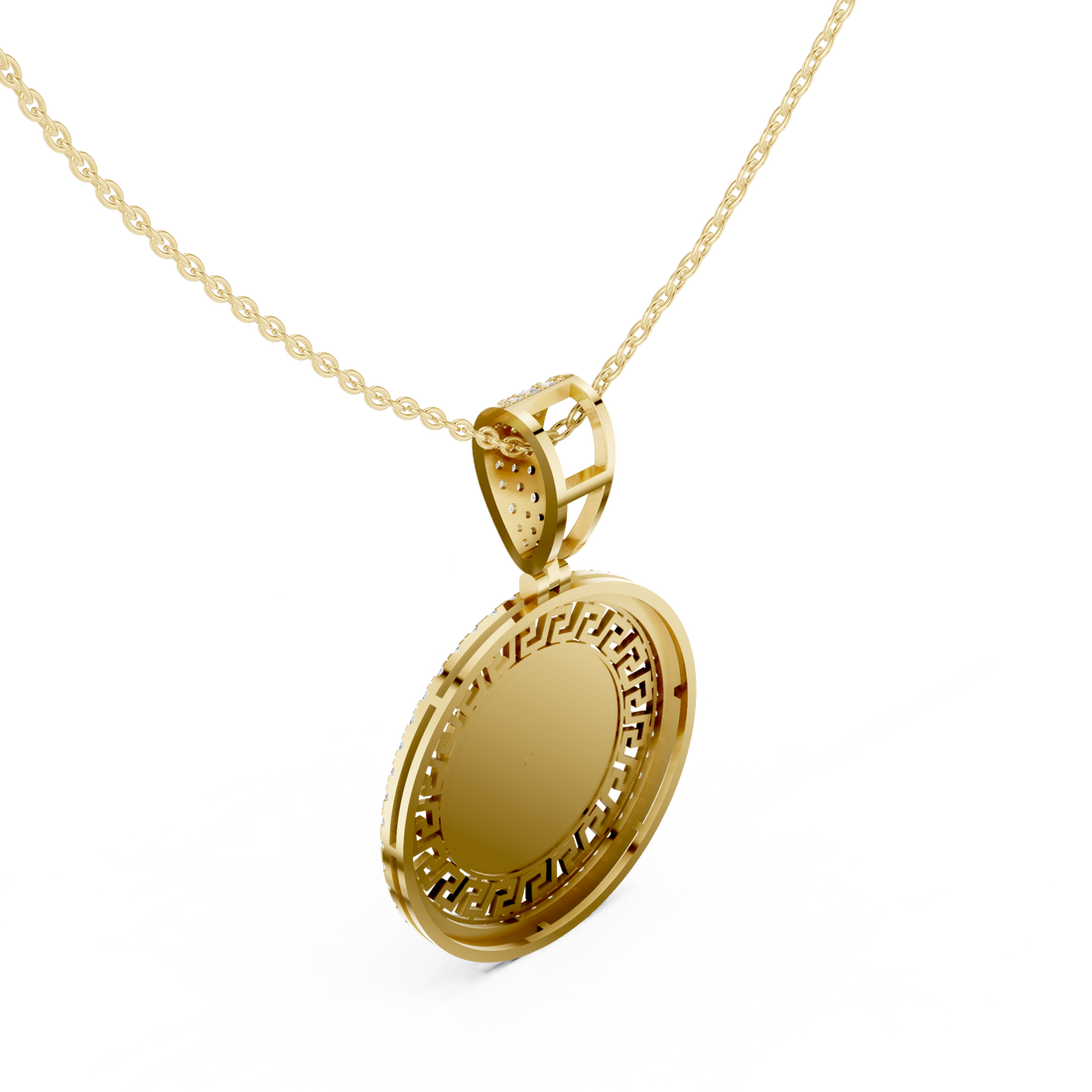 Medusa Greek Key Diamond Pendant | 14K & 18K Gold | IGI Certified