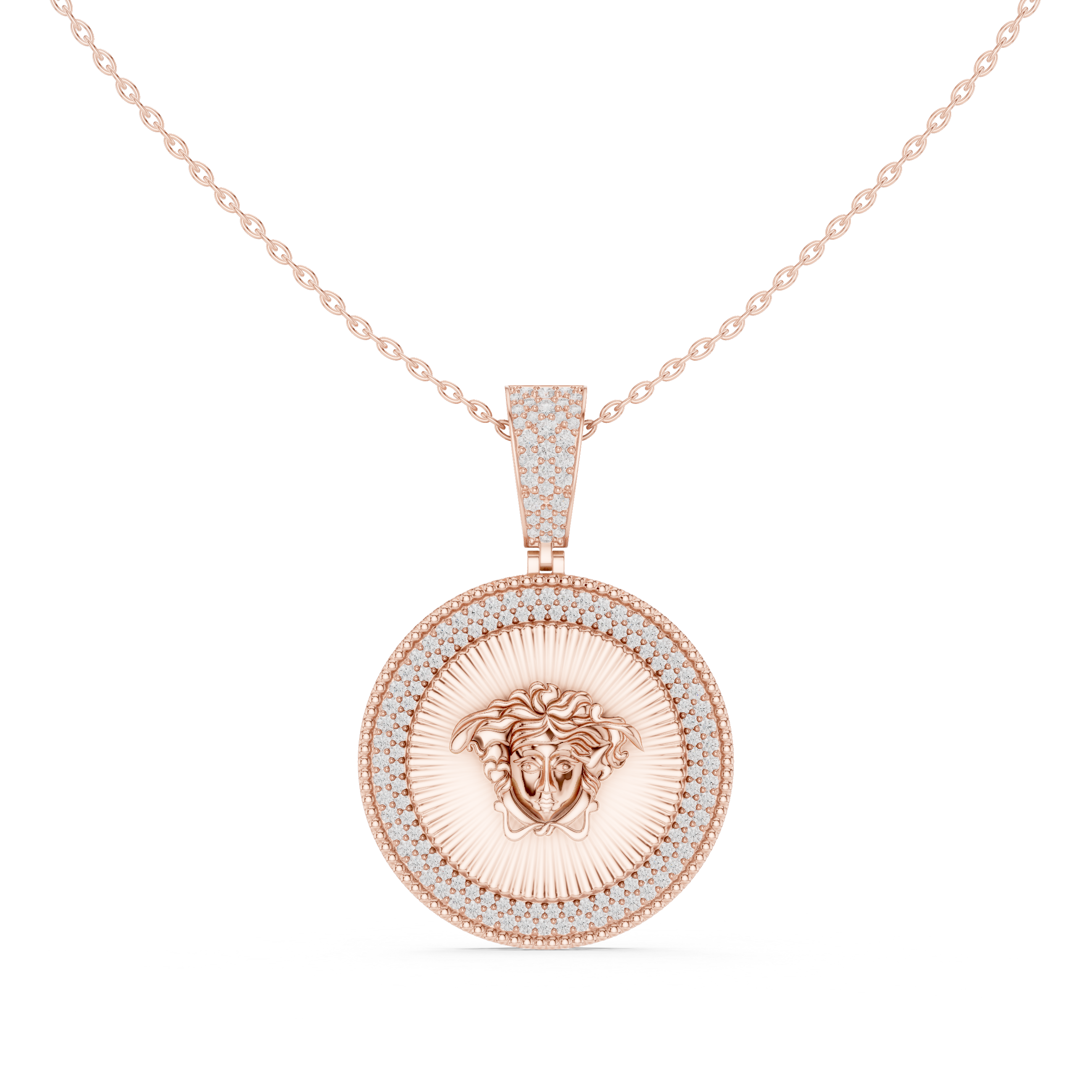 Medusa Diamond Medallion Pendant | 14K & 18K Gold | IGI Certified