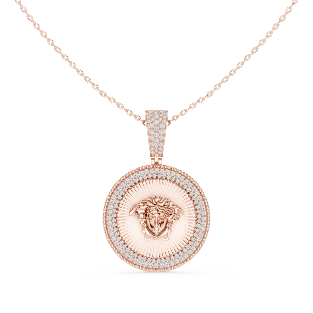 Medusa Diamond Medallion Pendant | 14K & 18K Gold | IGI Certified