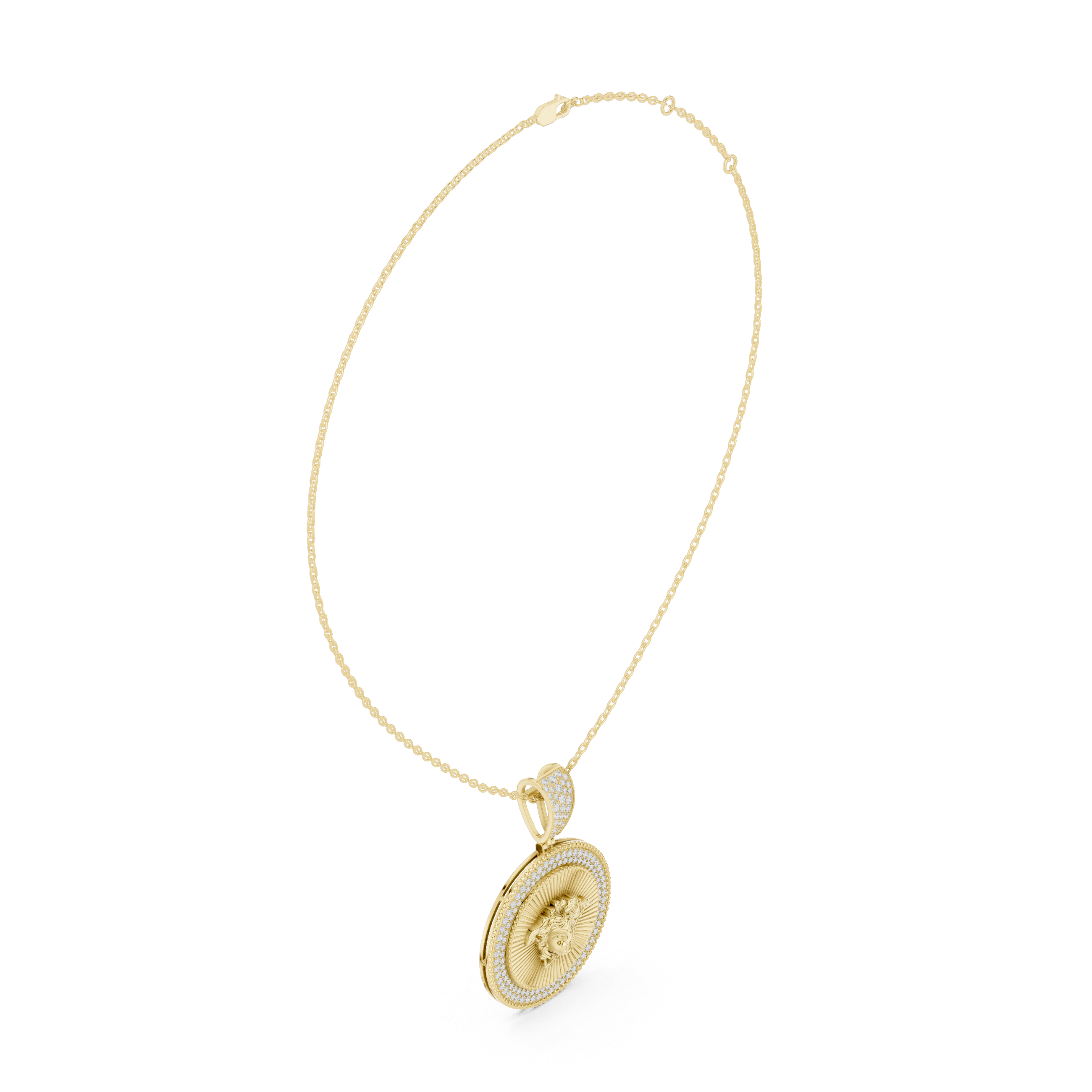 Medusa Diamond Medallion Pendant | 14K & 18K Gold | IGI Certified