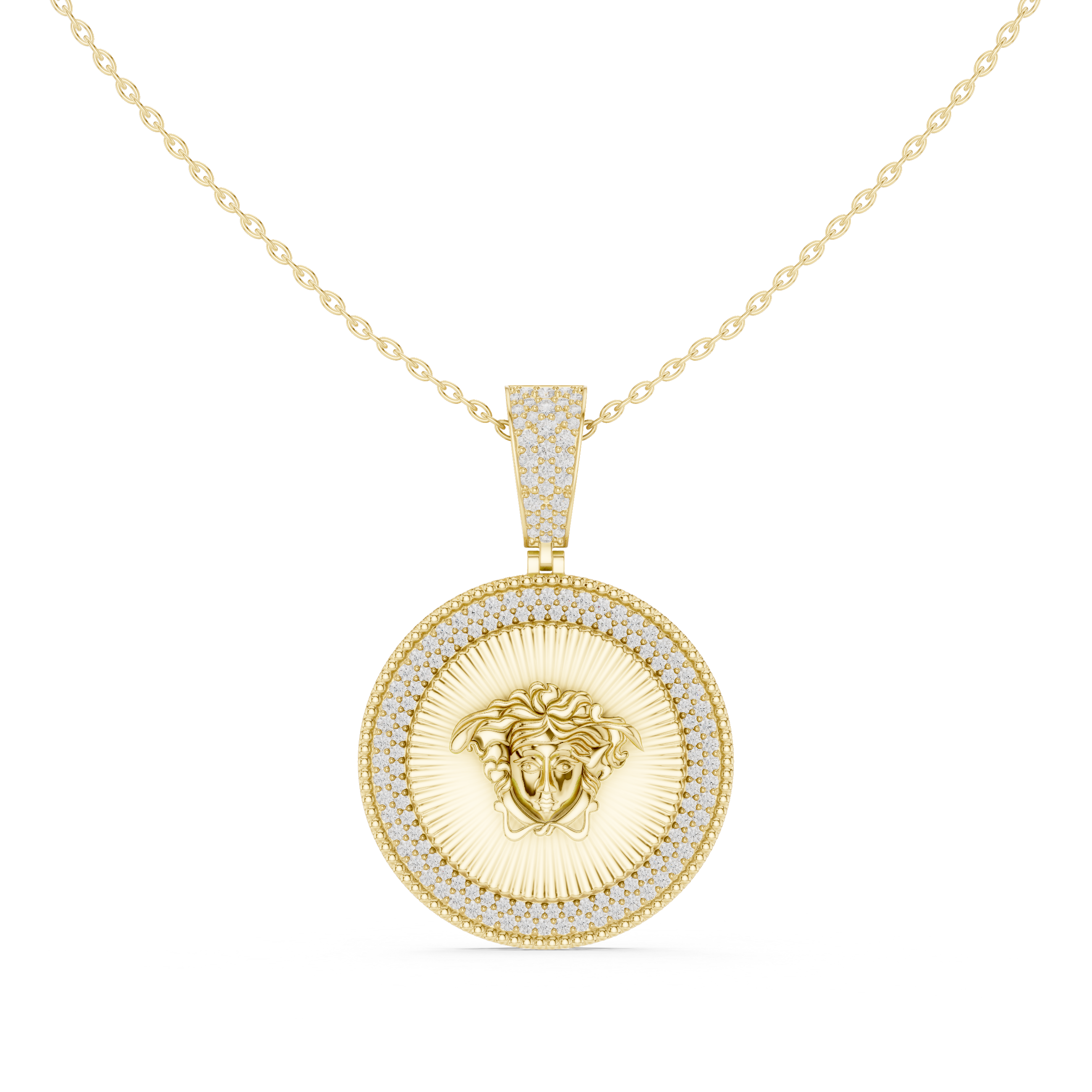 Medusa Diamond Medallion Pendant | 14K & 18K Gold | IGI Certified