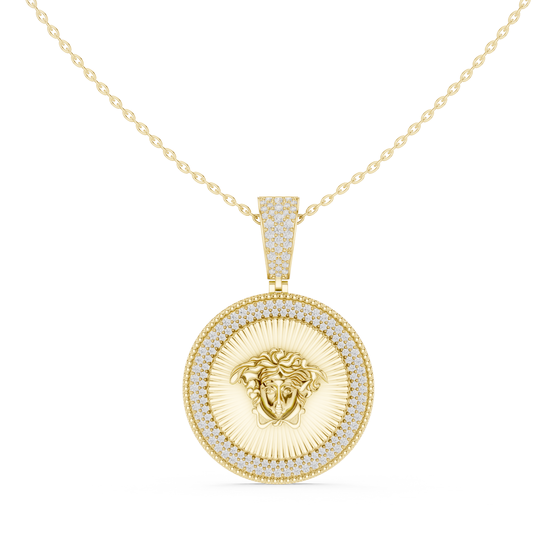 Medusa Diamond Medallion Pendant | 14K & 18K Gold | IGI Certified