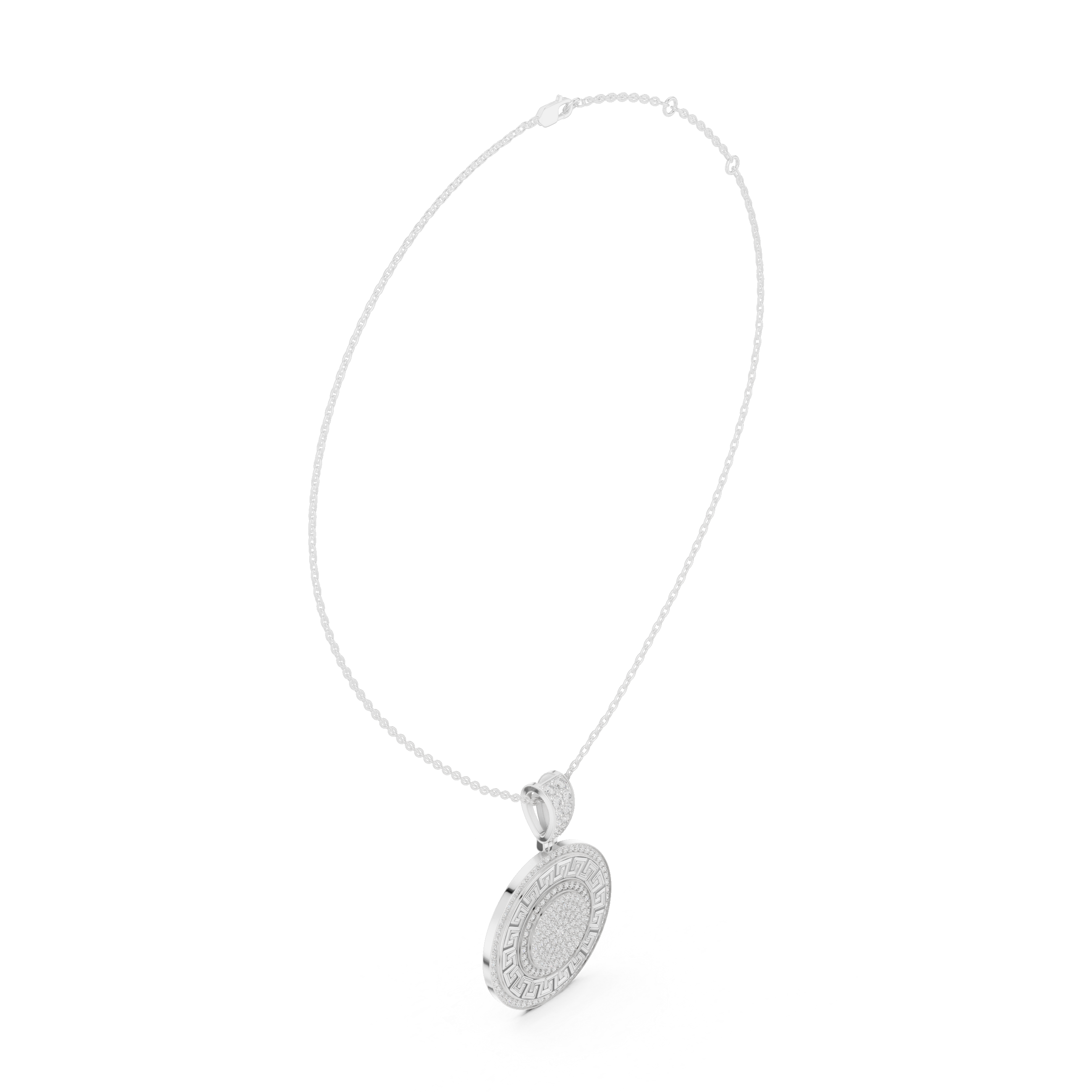 Greek Key Diamond Medallion Pendant | 14K & 18K Gold | IGI Certified