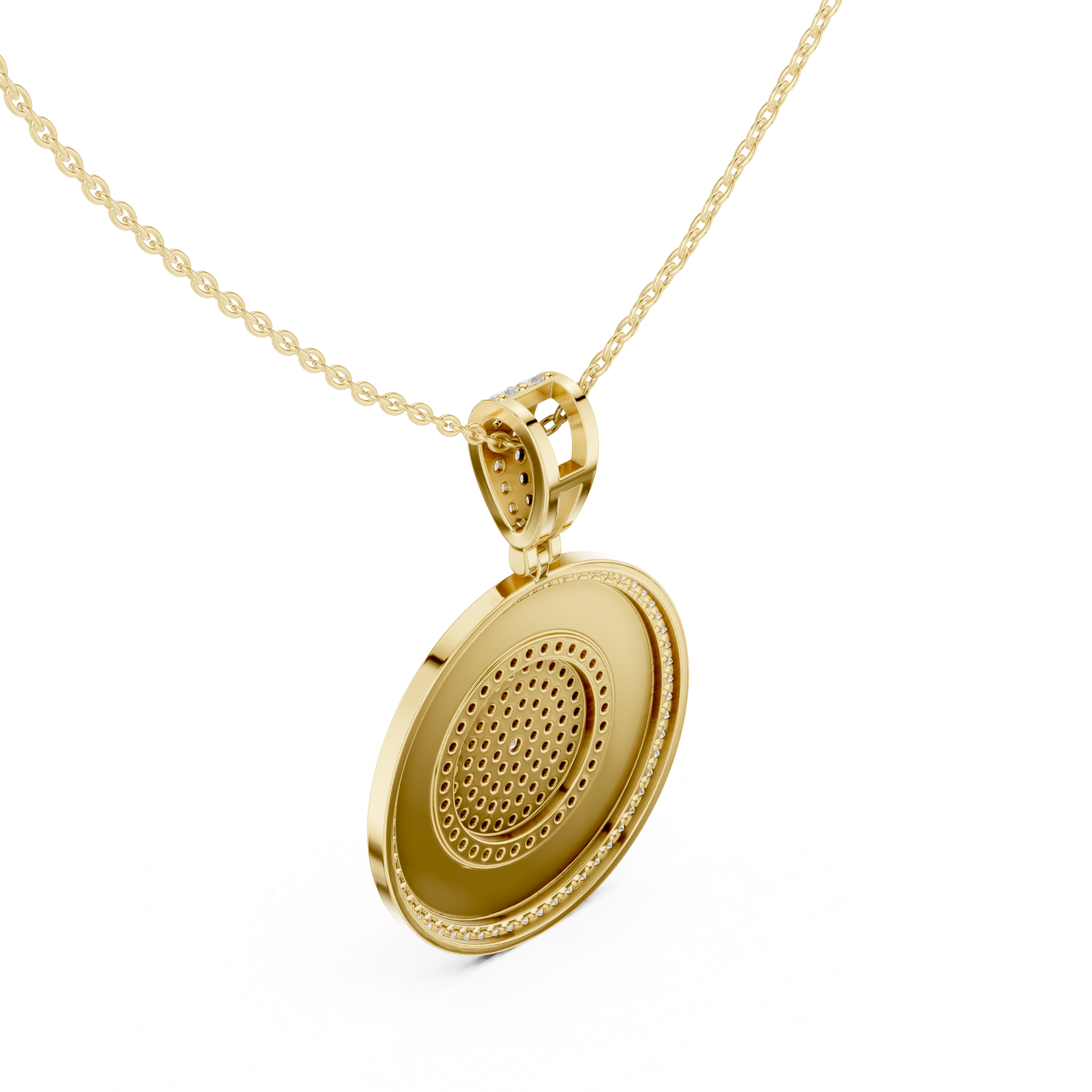 Greek Key Diamond Medallion Pendant | 14K & 18K Gold | IGI Certified