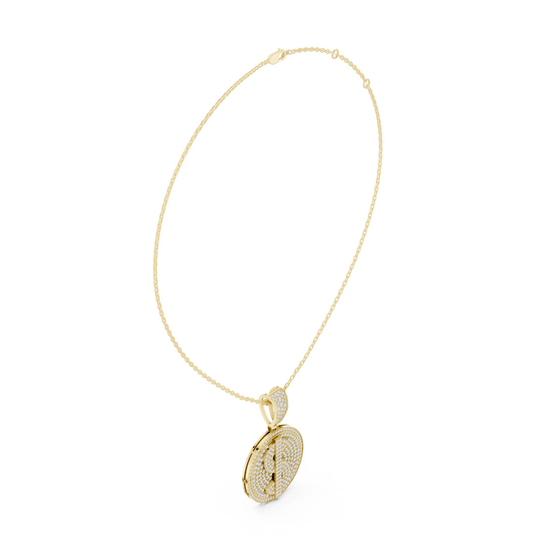 Minimalist Diamond Medallion Pendant | 14K & 18K Gold | IGI Certified