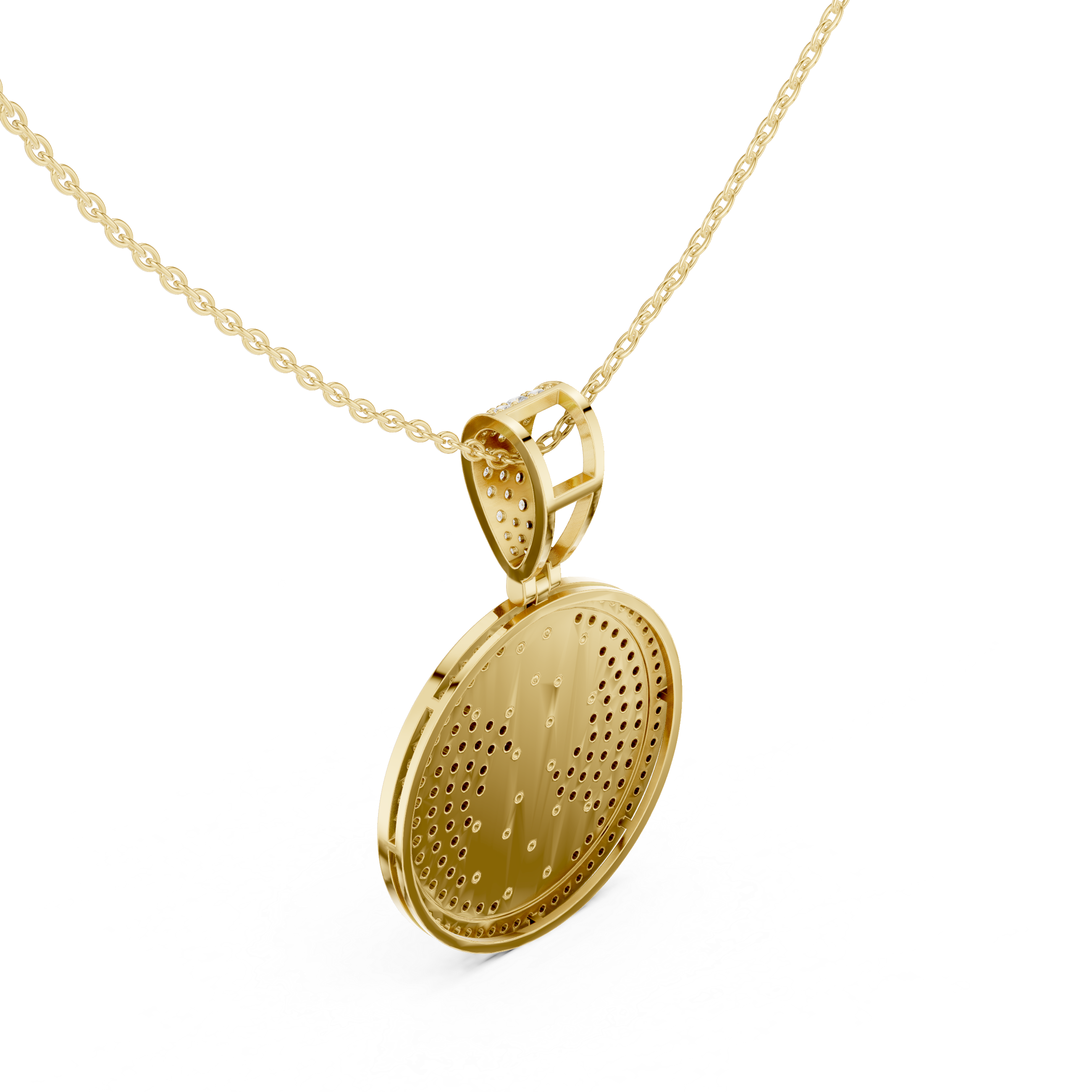 Minimalist Diamond Medallion Pendant | 14K & 18K Gold | IGI Certified